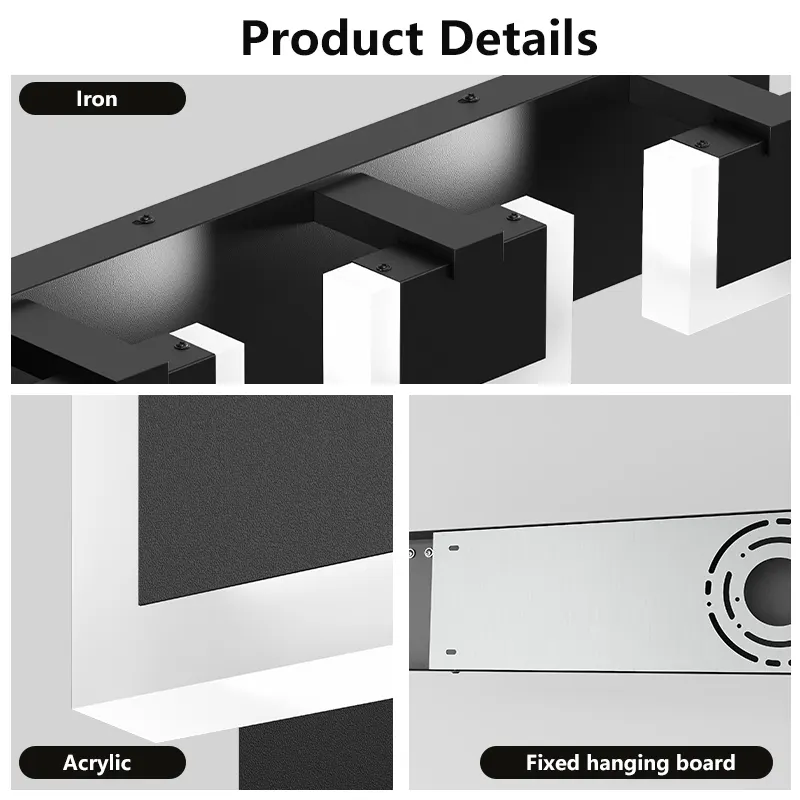 Modern Matte Black 5-Light Acrylic Vanity Light, image 5 of 9