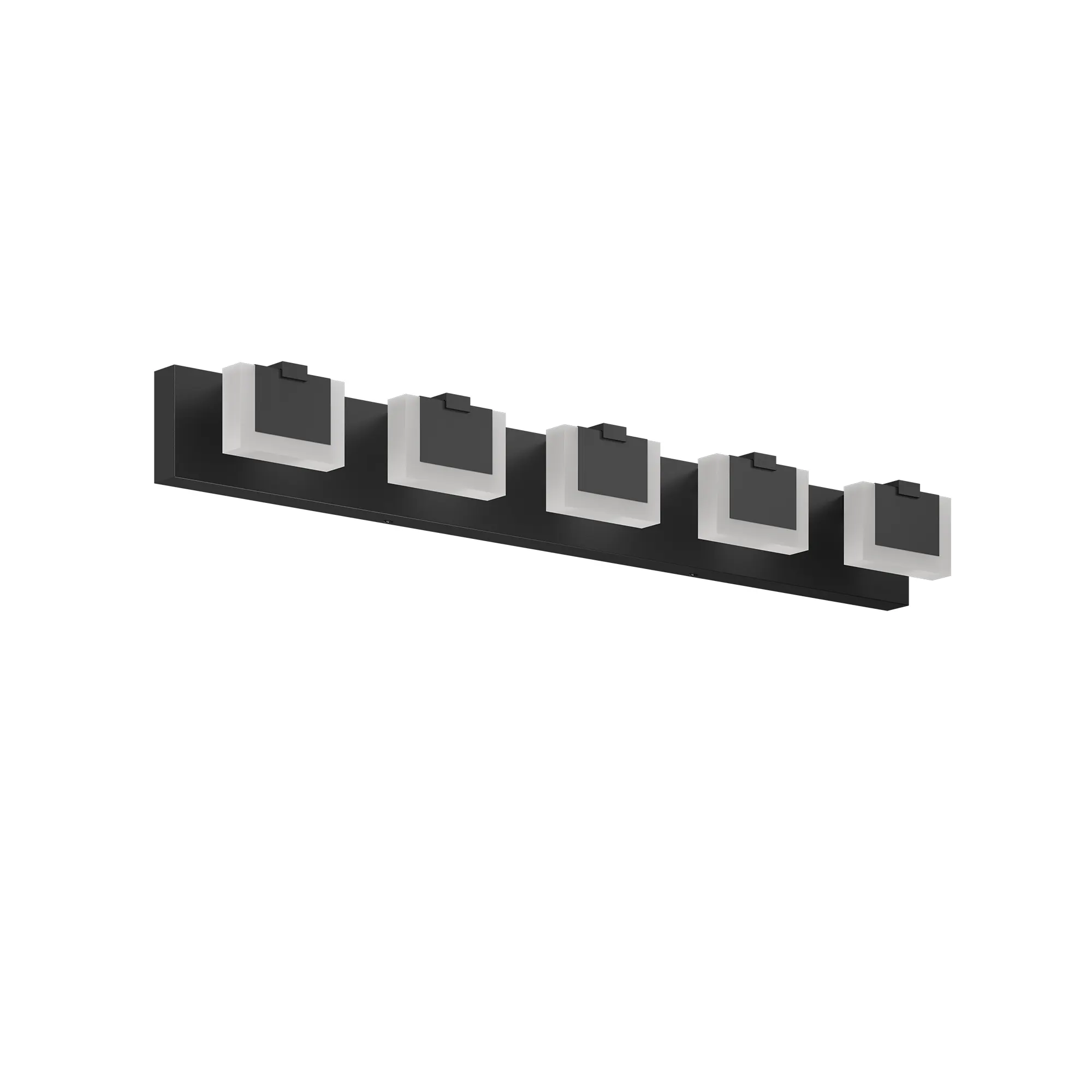 Modern Matte Black 5-Light Acrylic Vanity Light, image 8 of 9