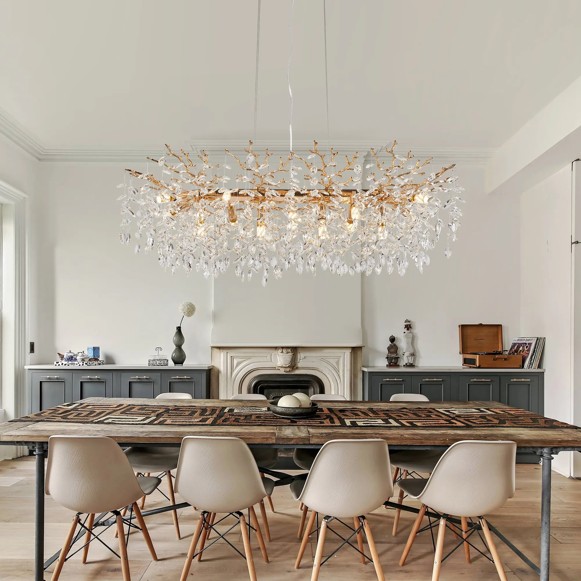 Modern Gold 14-Light Crystal Chandelier, image 2 of 8
