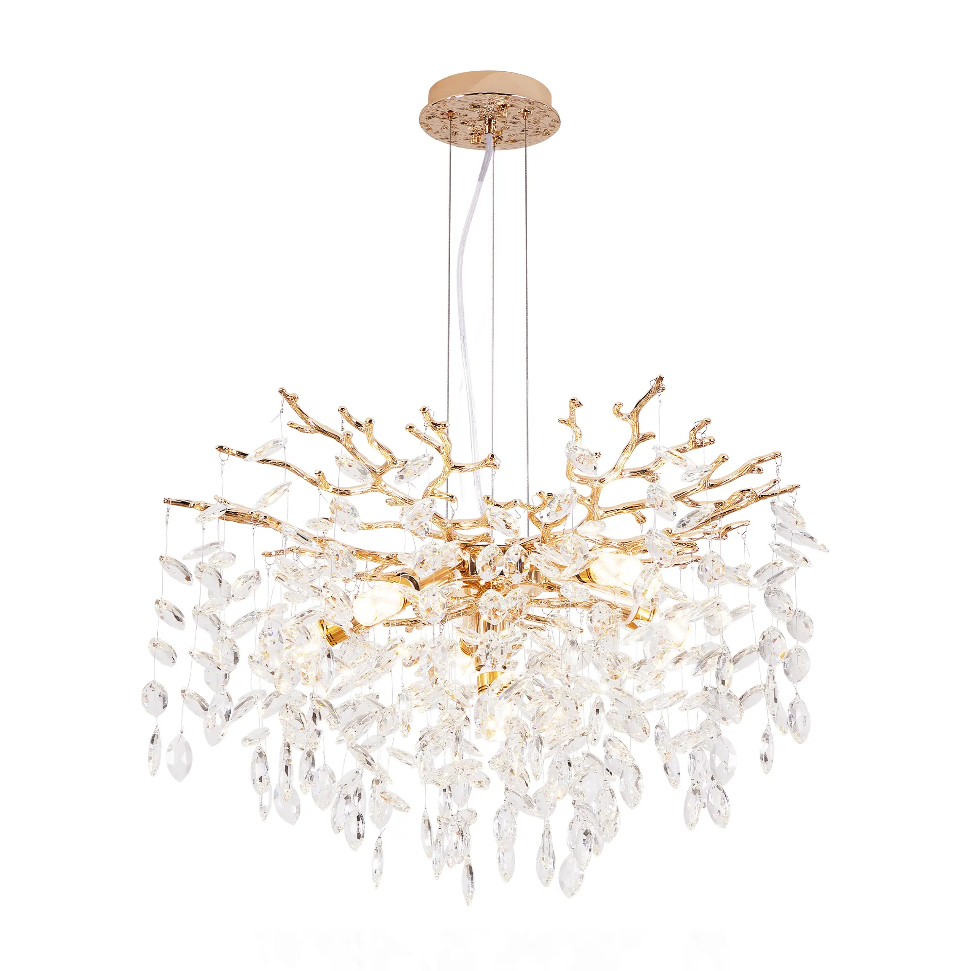 Modern Gold 6-Light Crystal Chandelier, image 6 of 9