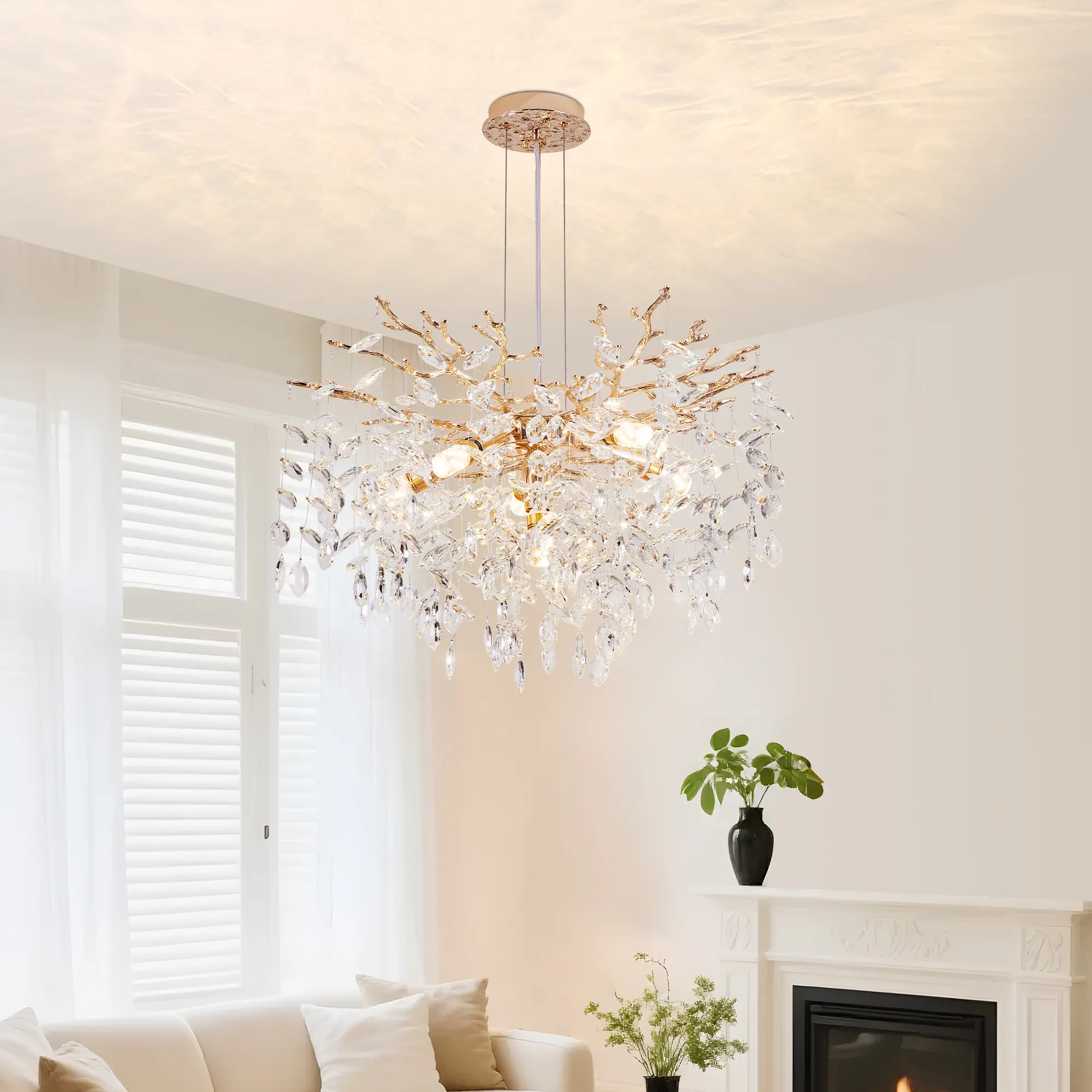 Modern Gold 6-Light Crystal Chandelier