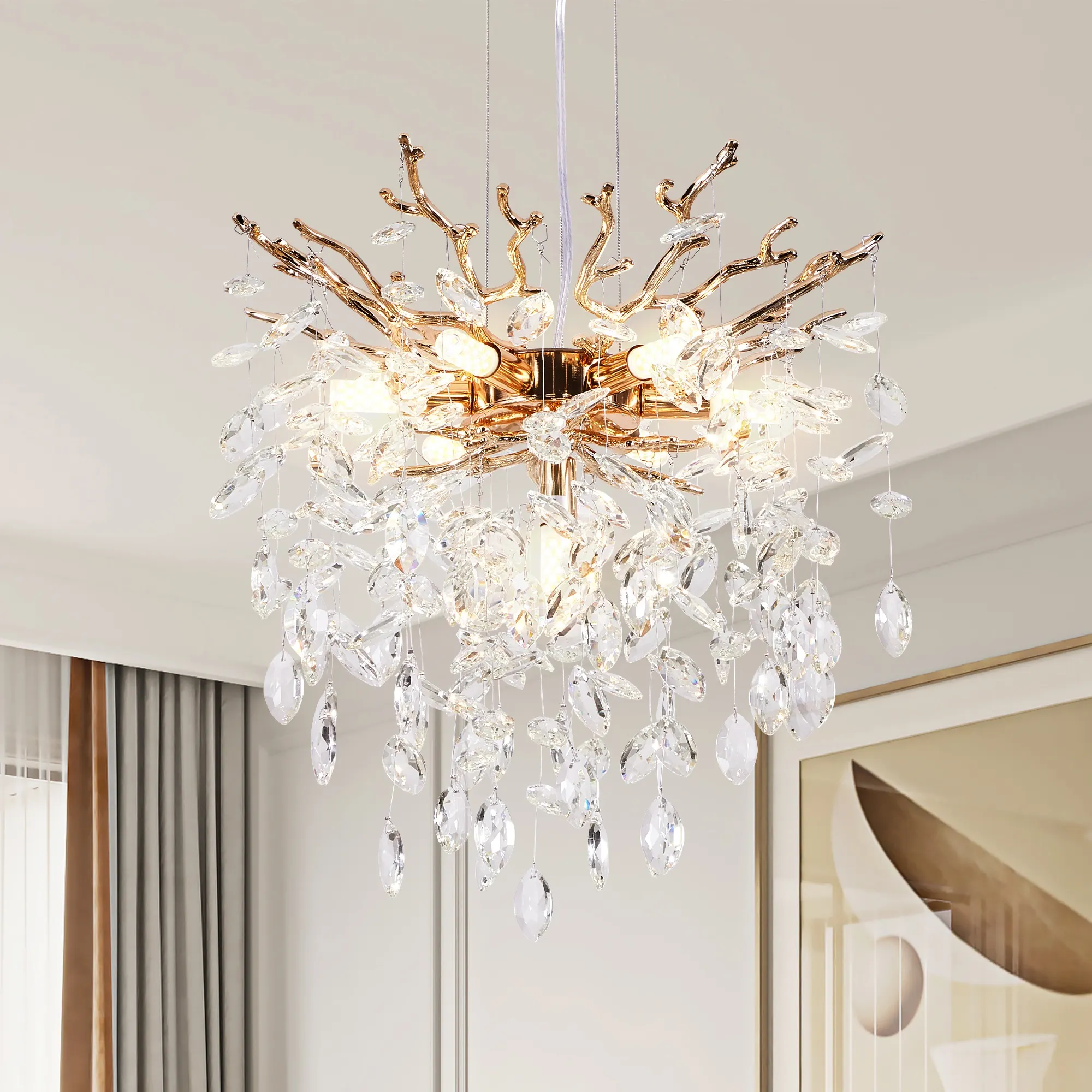 Modern Gold 7-Light Crystal Chandelier