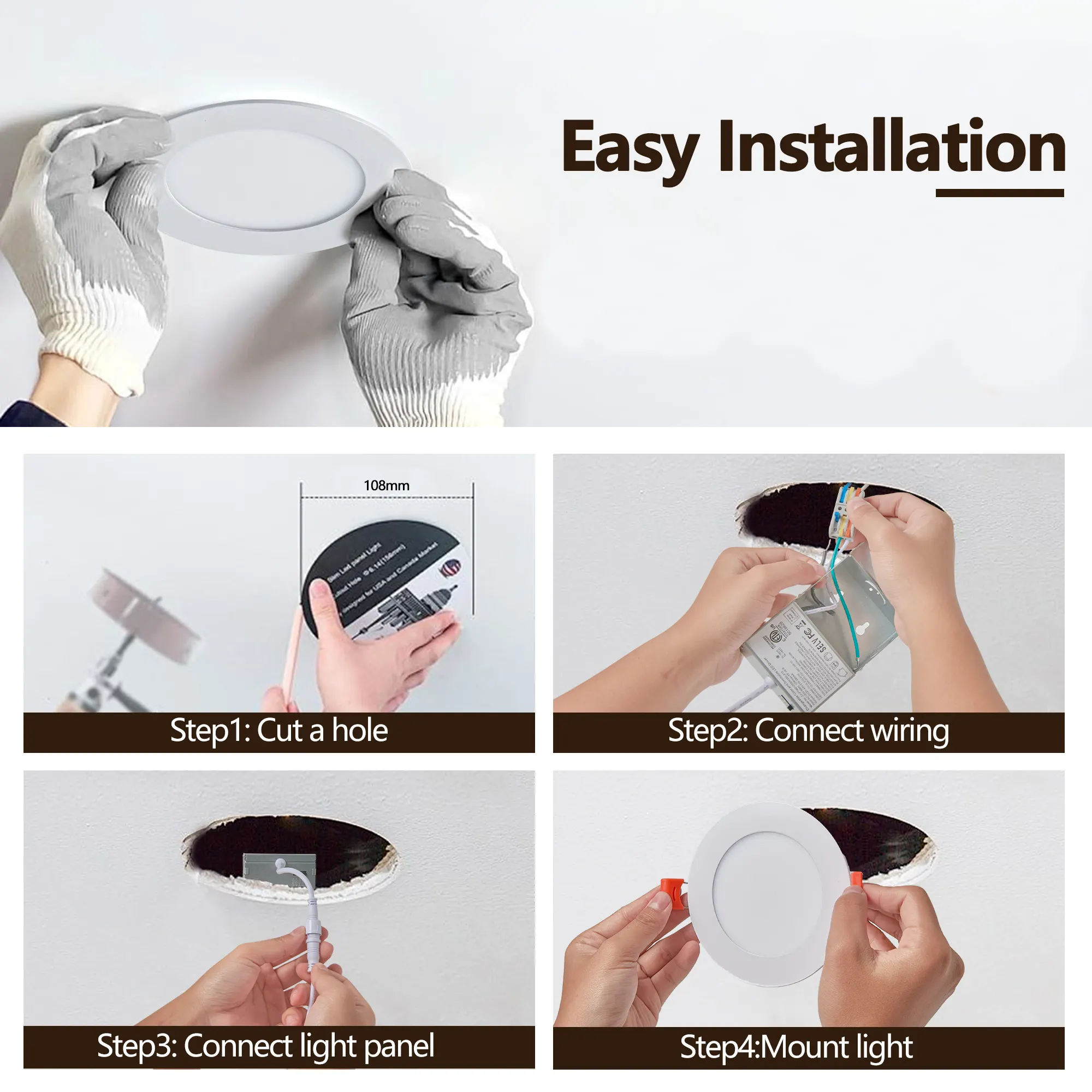 Flush Mount Ceiling Light, Dimmable (12-Pack), image 5 of 6