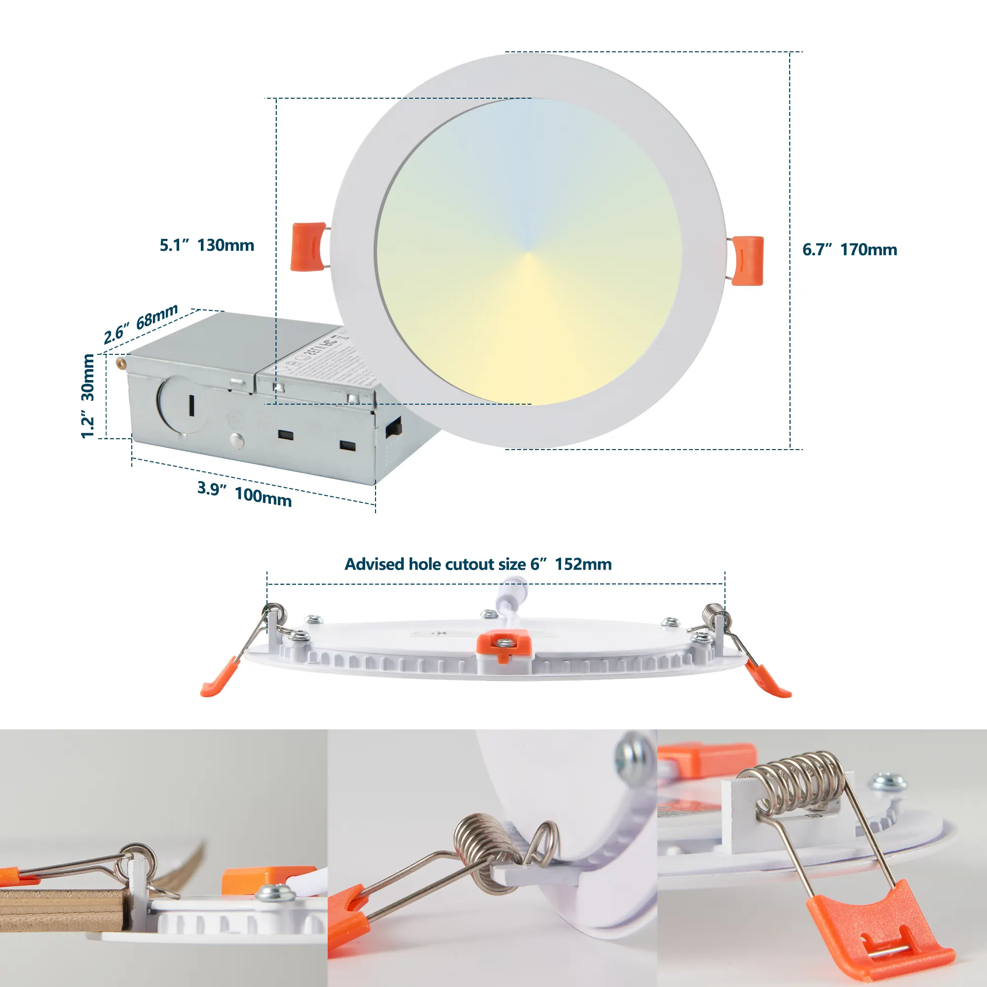 Flush Mount Ceiling Light, 6 in (12-Pack), image 5 of 8