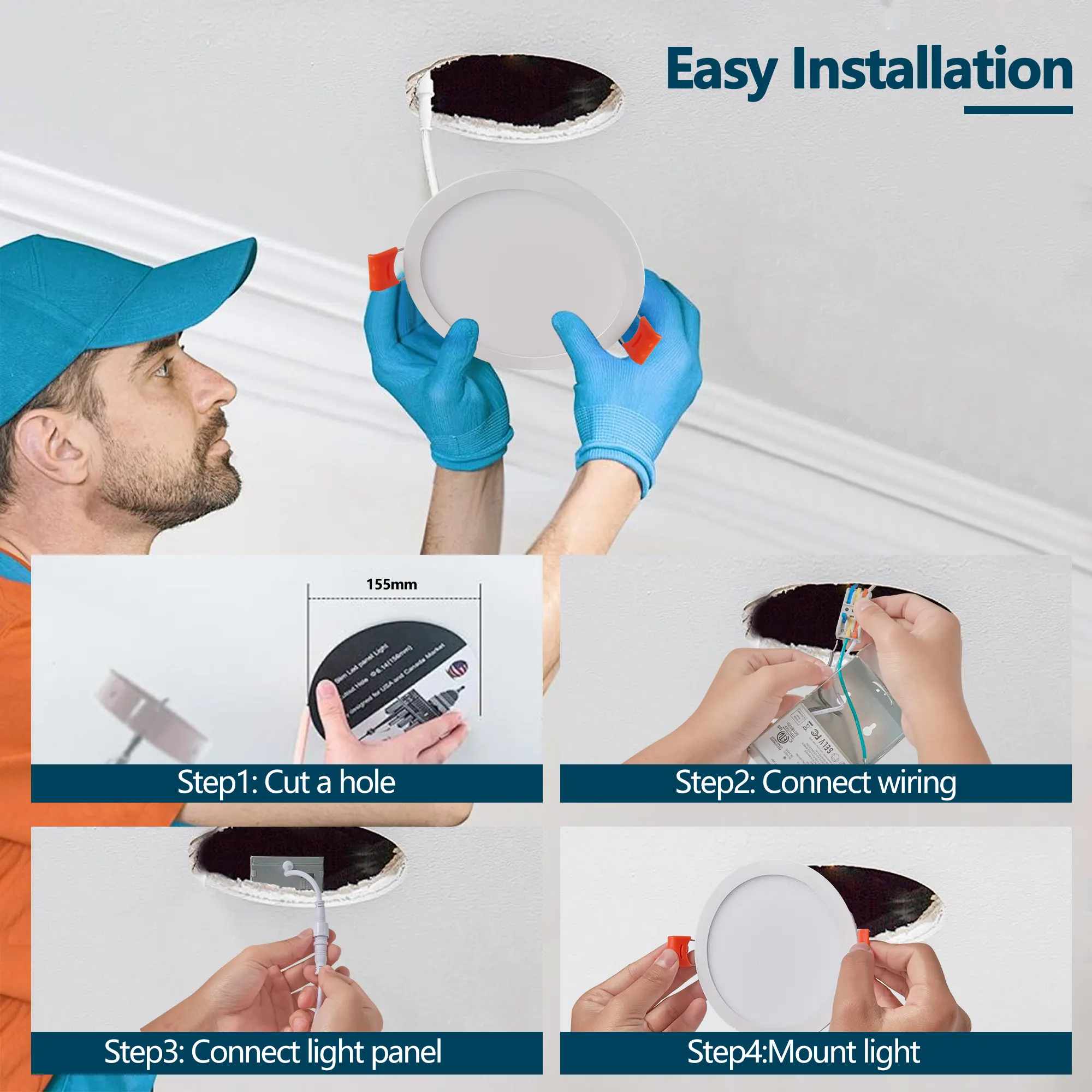 Flush Mount Ceiling Light, 6 in (12-Pack), image 3 of 8
