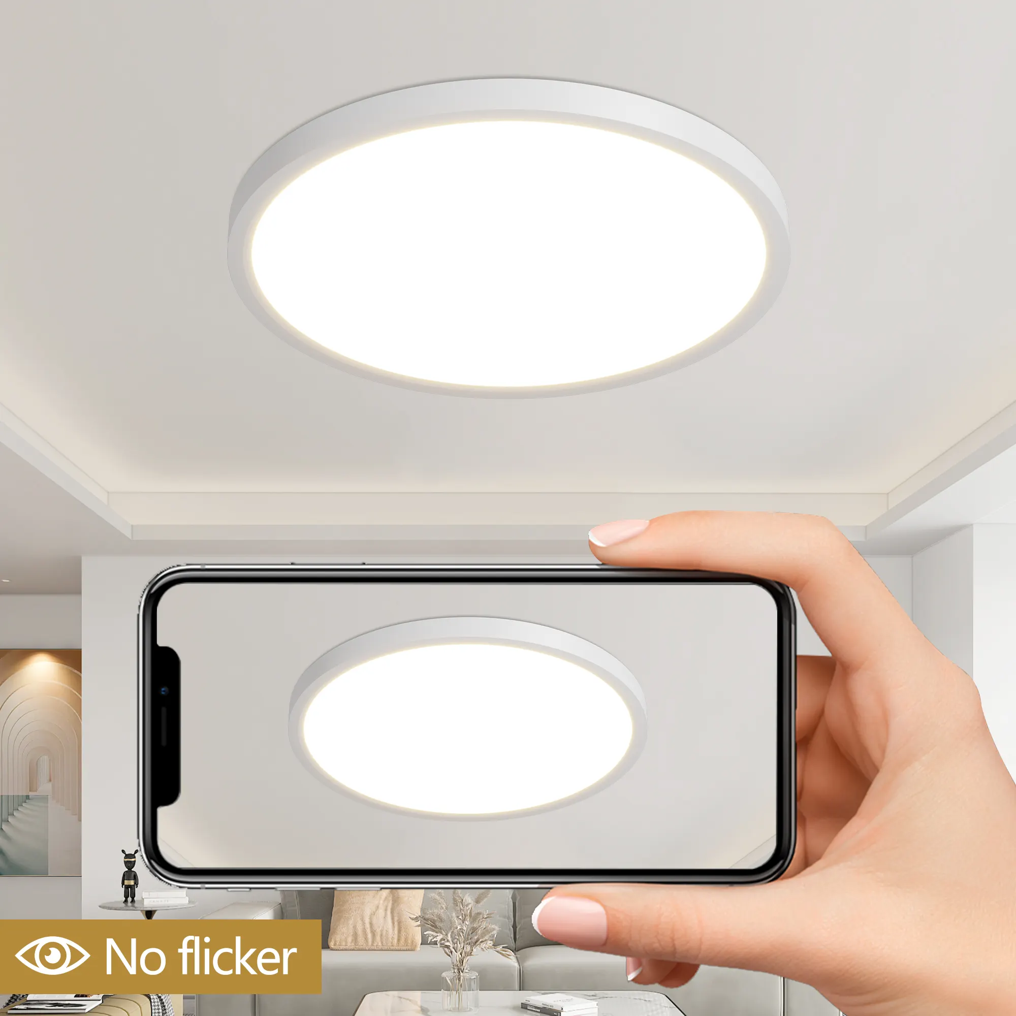Flush Mount Ceiling Light, 12 in · Dimmable (6-Pack), image 2 of 7