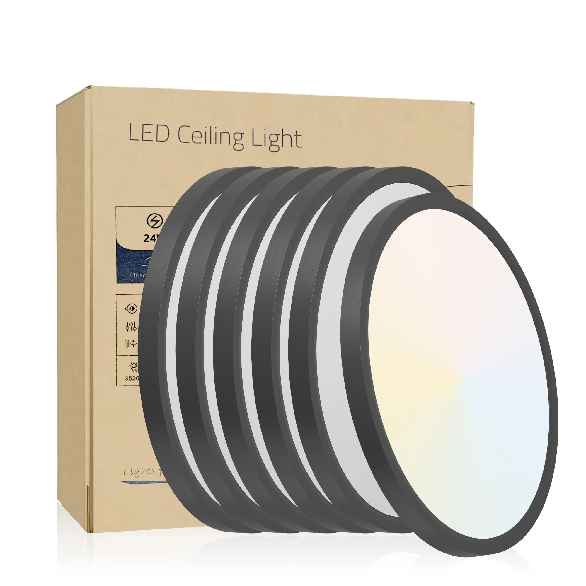 Black Flush Mount Ceiling Light, 12 in · Dimmable (6-Pack), image 4 of 7