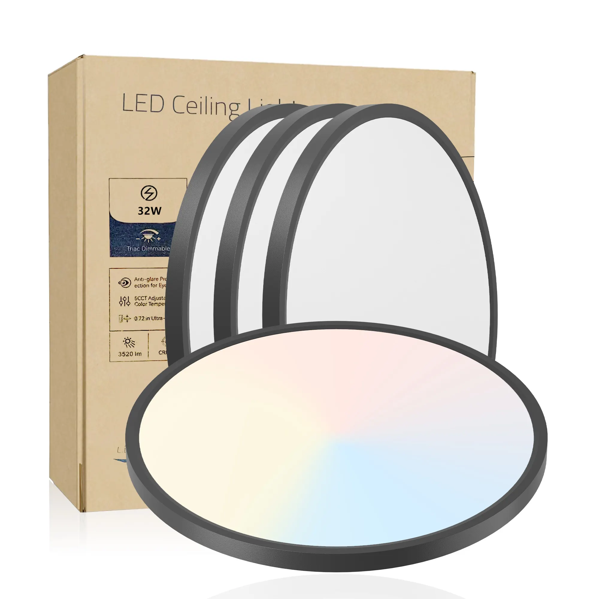 Black Flush Mount Ceiling Light, 16 in · Dimmable (4-Pack), image 7 of 8