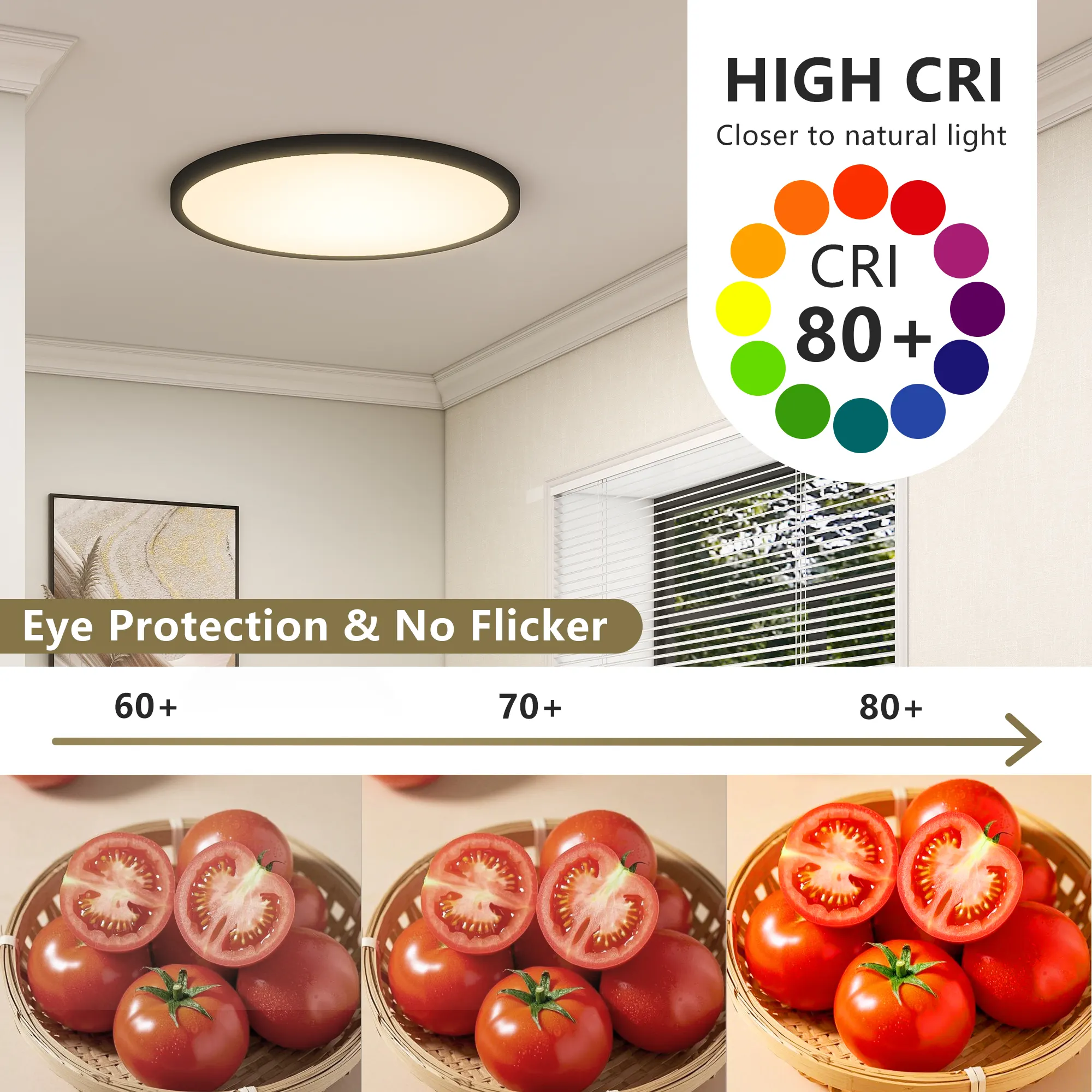 Black Flush Mount Ceiling Light, 16 in · Dimmable (4-Pack), image 4 of 8
