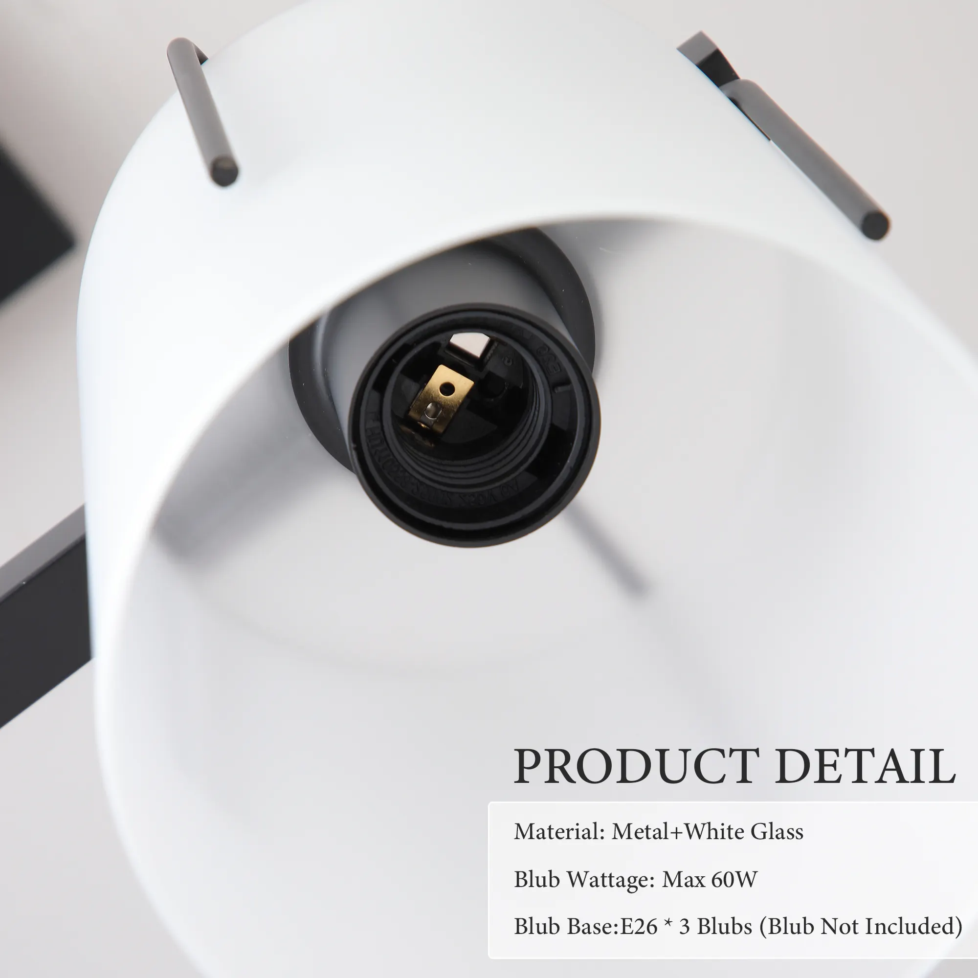 Modern Black 3-Light Frosted Glass Linear Chandelier, image 6 of 10
