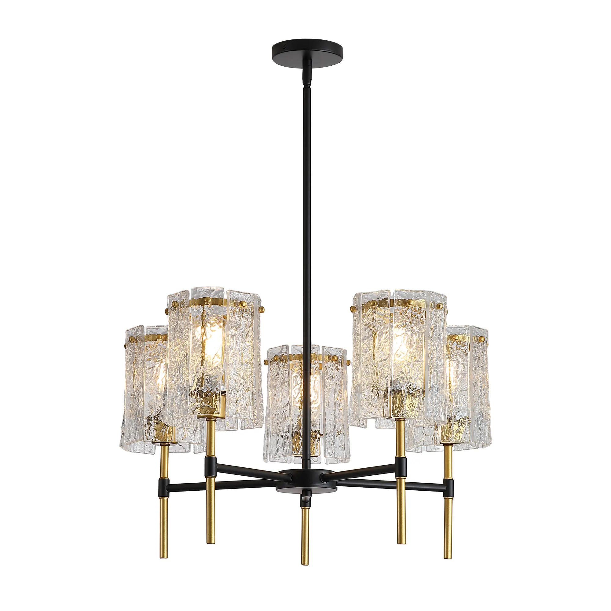 Modern 5-Light Textured Glass Chandelier, image 8 of 11