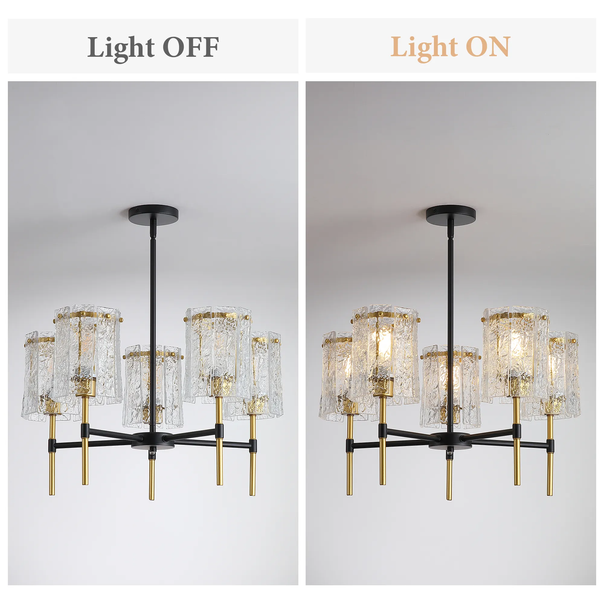 Modern 5-Light Textured Glass Chandelier, image 9 of 11