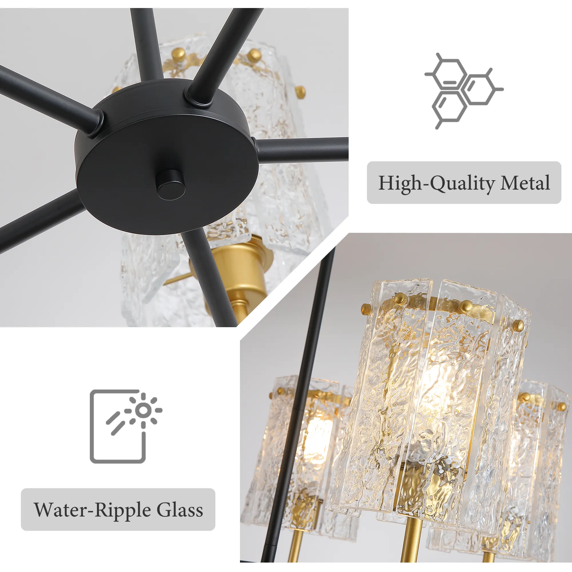 Modern 5-Light Textured Glass Chandelier, image 10 of 11
