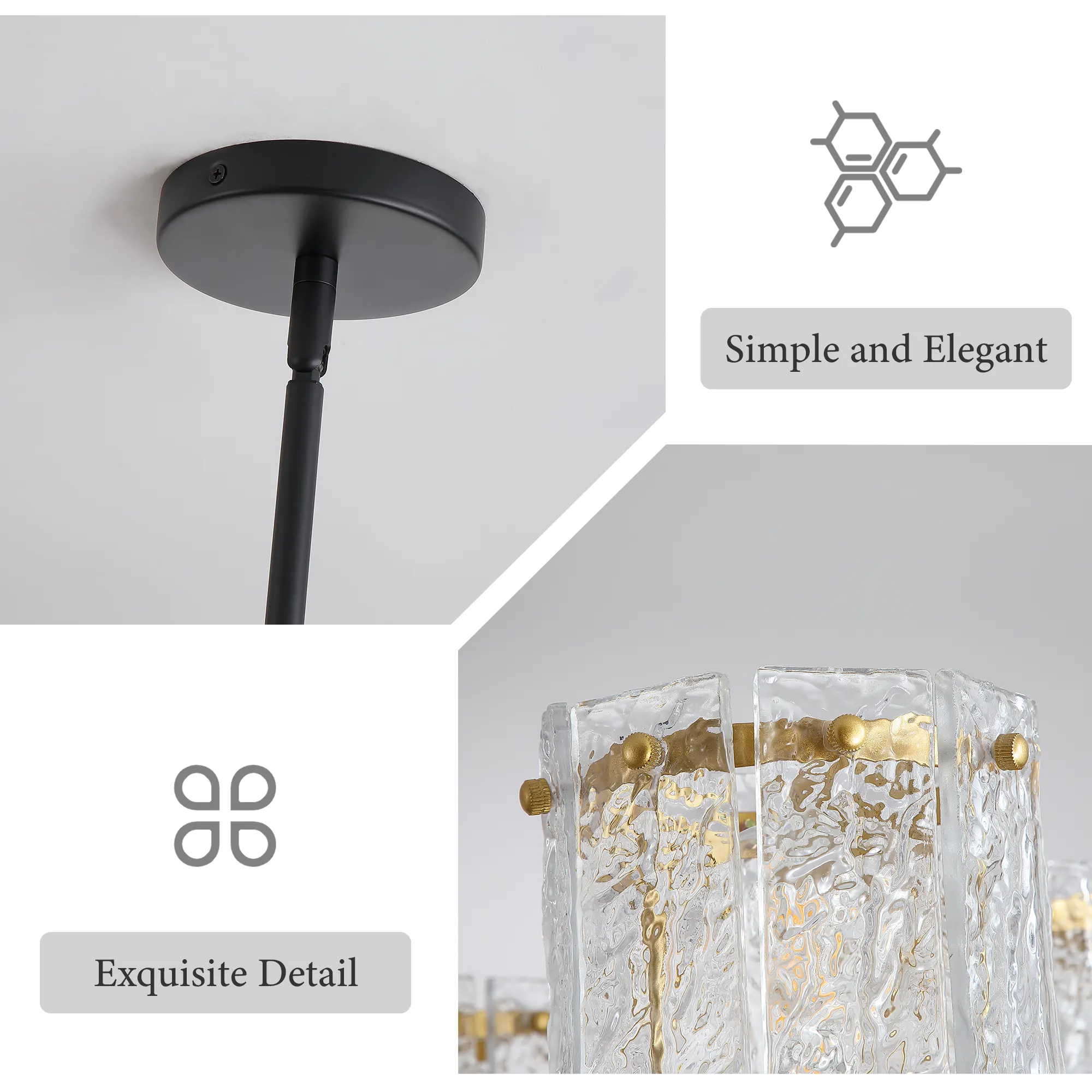 Modern 5-Light Textured Glass Chandelier, image 11 of 11