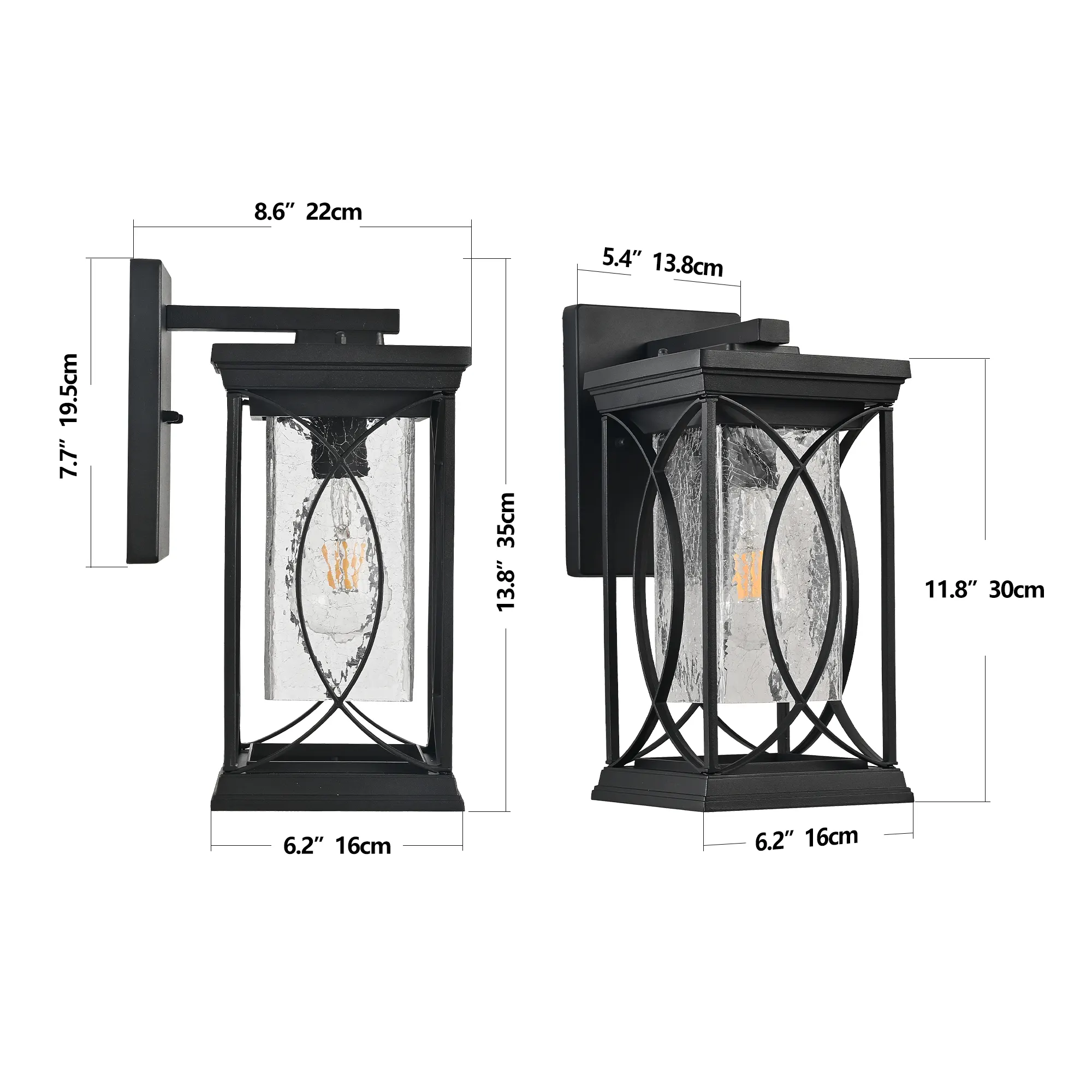Glass Outdoor Wall Lantern, 14 in, image 6 of 9
