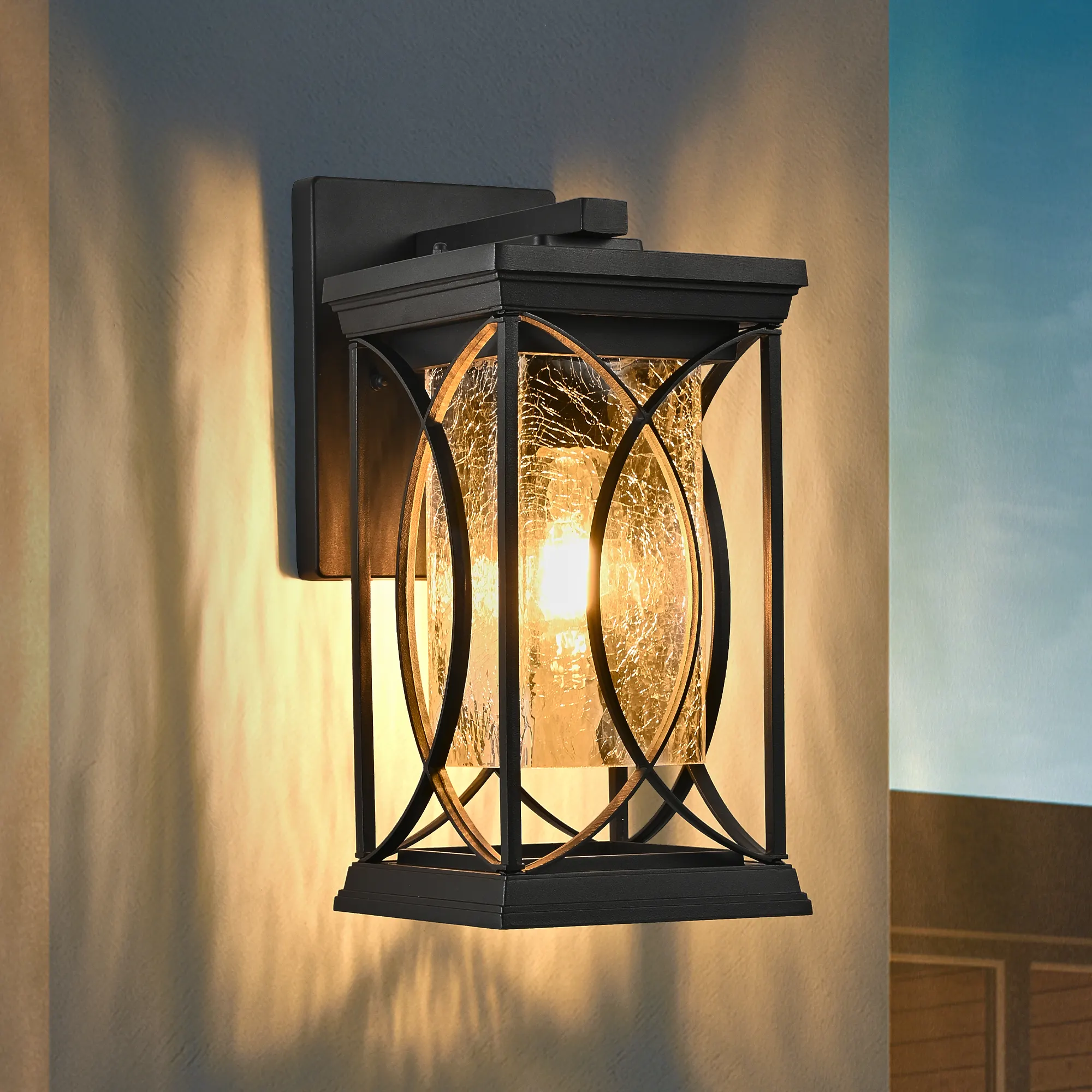 Glass Outdoor Wall Lantern, 14 in, image 3 of 9