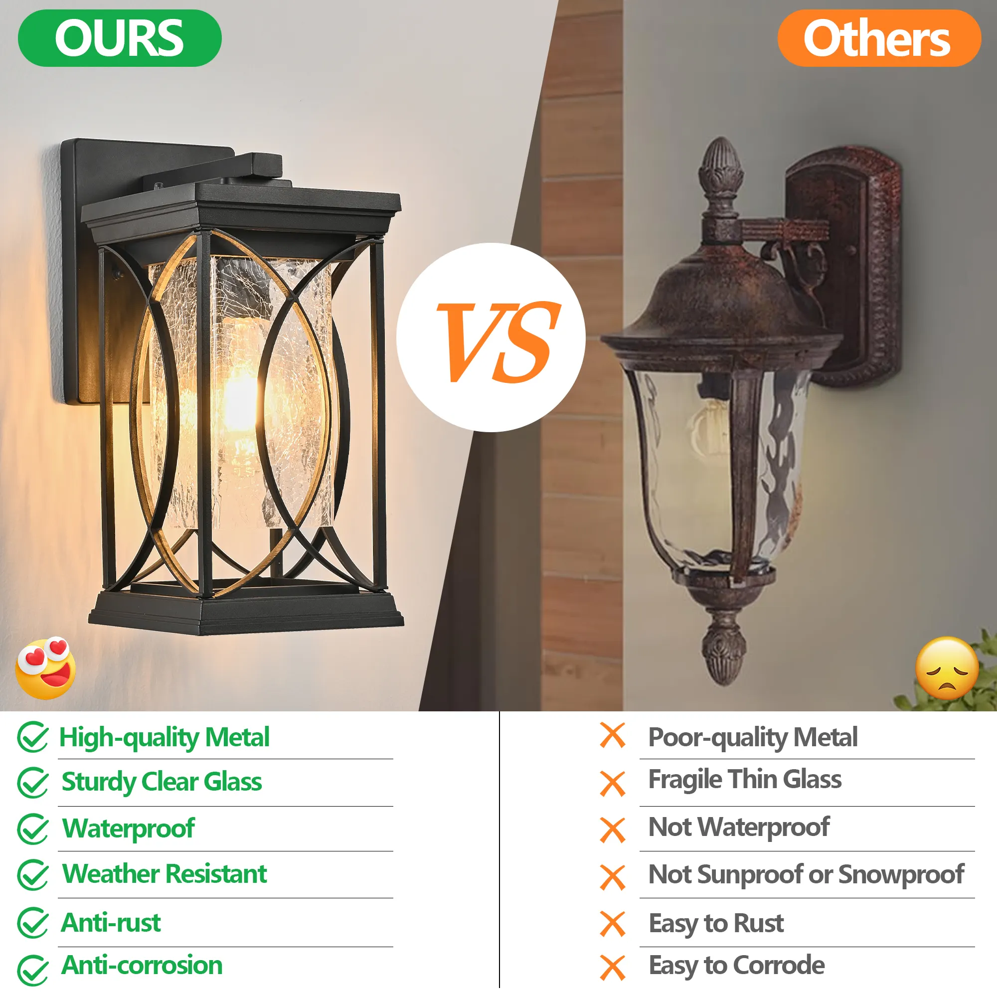 Glass Outdoor Wall Lantern, 14 in, image 5 of 9