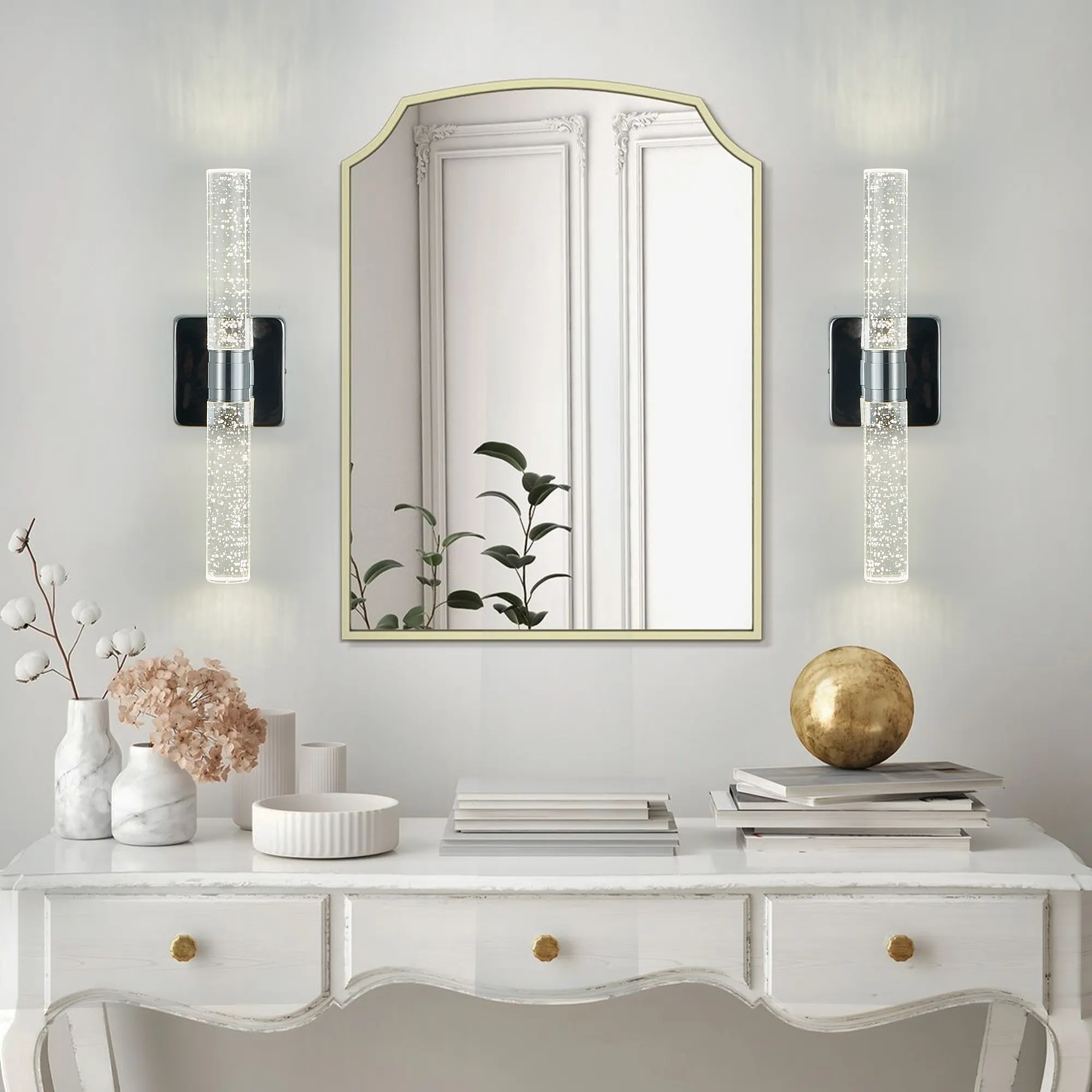 Contemporary Chrome Crystal Wall Sconce (2-Pack), image 2 of 9