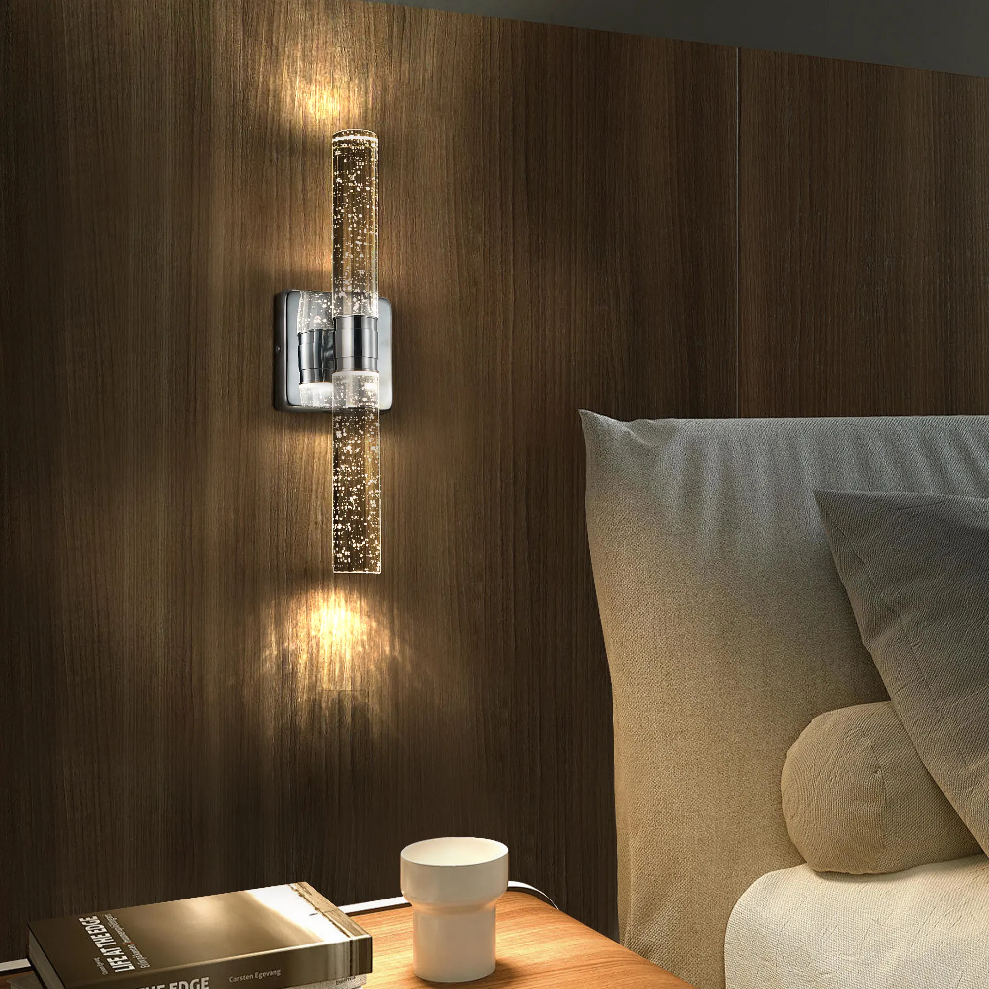 Contemporary Chrome Crystal Wall Sconce (2-Pack)