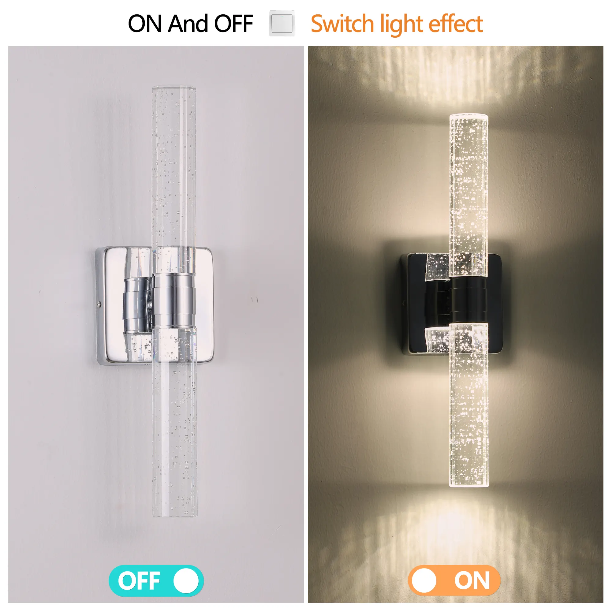 Contemporary Chrome Crystal Wall Sconce (2-Pack), image 9 of 9
