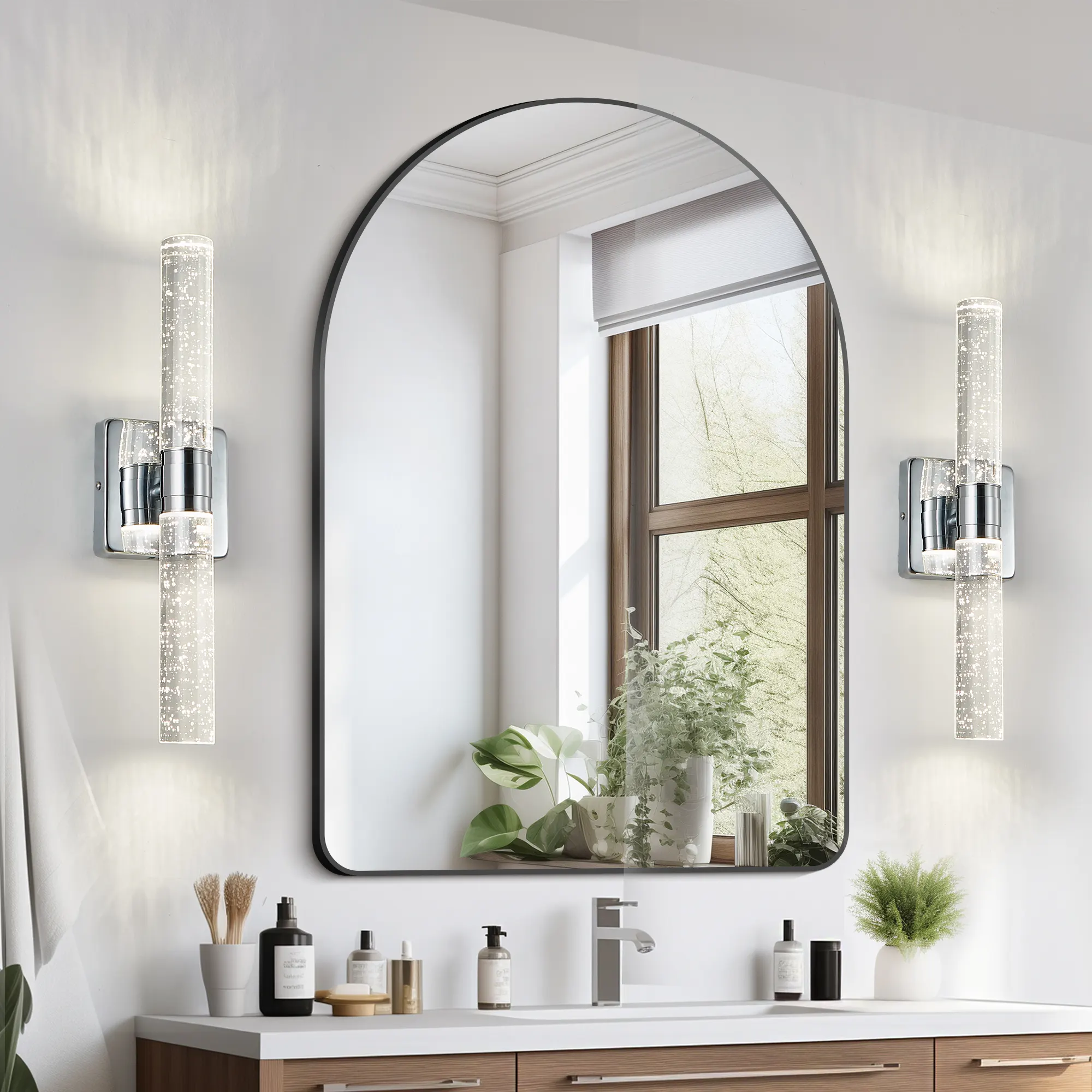 Contemporary Chrome Crystal Wall Sconce (2-Pack), image 6 of 9