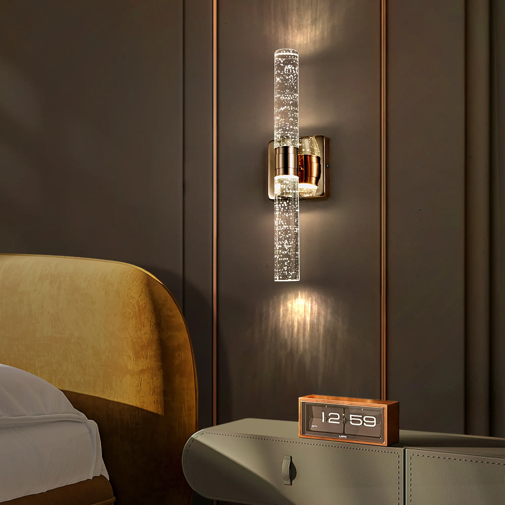 Contemporary Gold Crystal Wall Sconce (2-Pack)