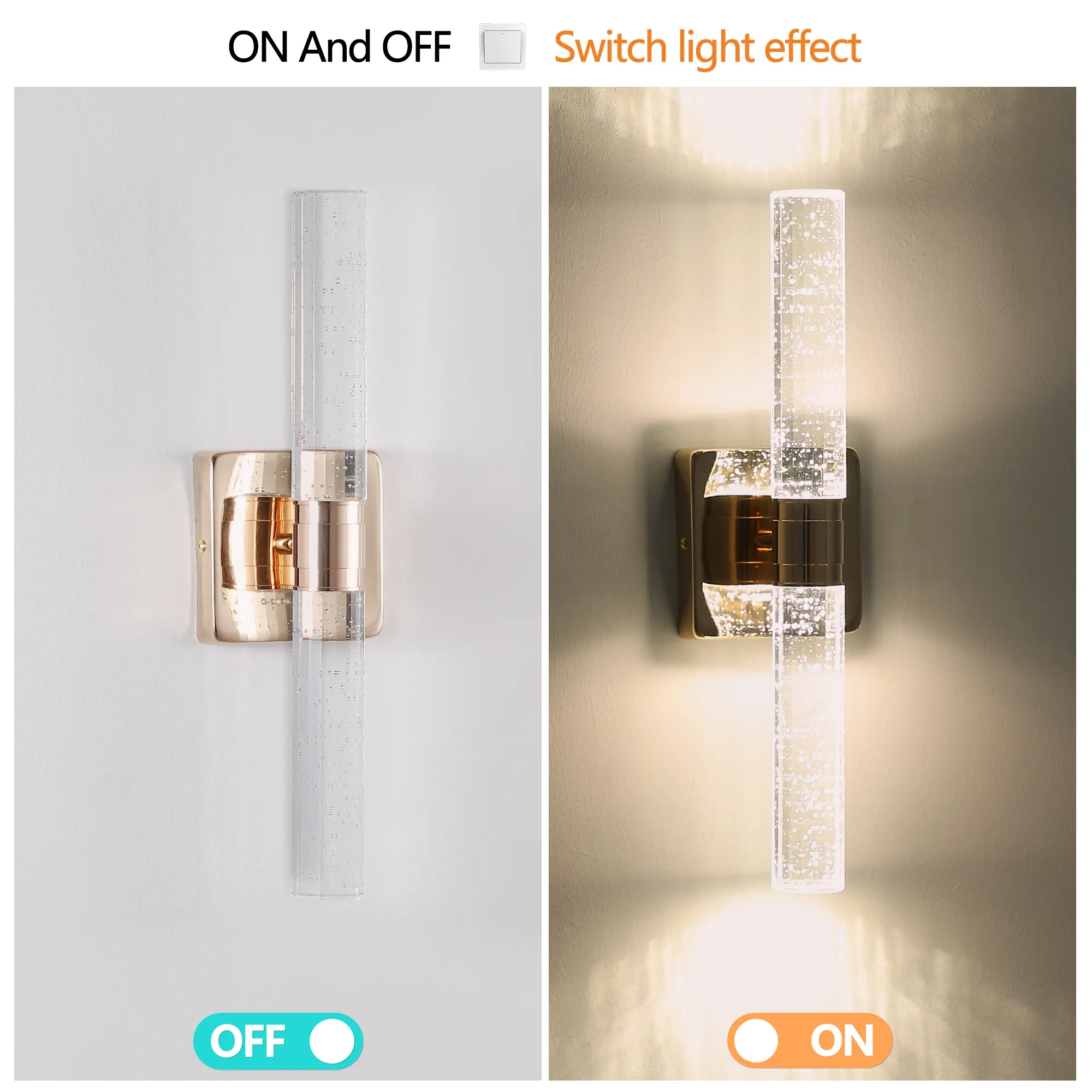 Contemporary Gold Crystal Wall Sconce (2-Pack), image 8 of 8