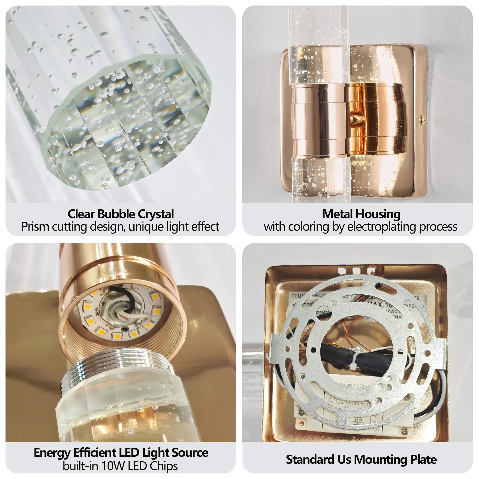 Contemporary Gold Crystal Wall Sconce (2-Pack), image 4 of 8