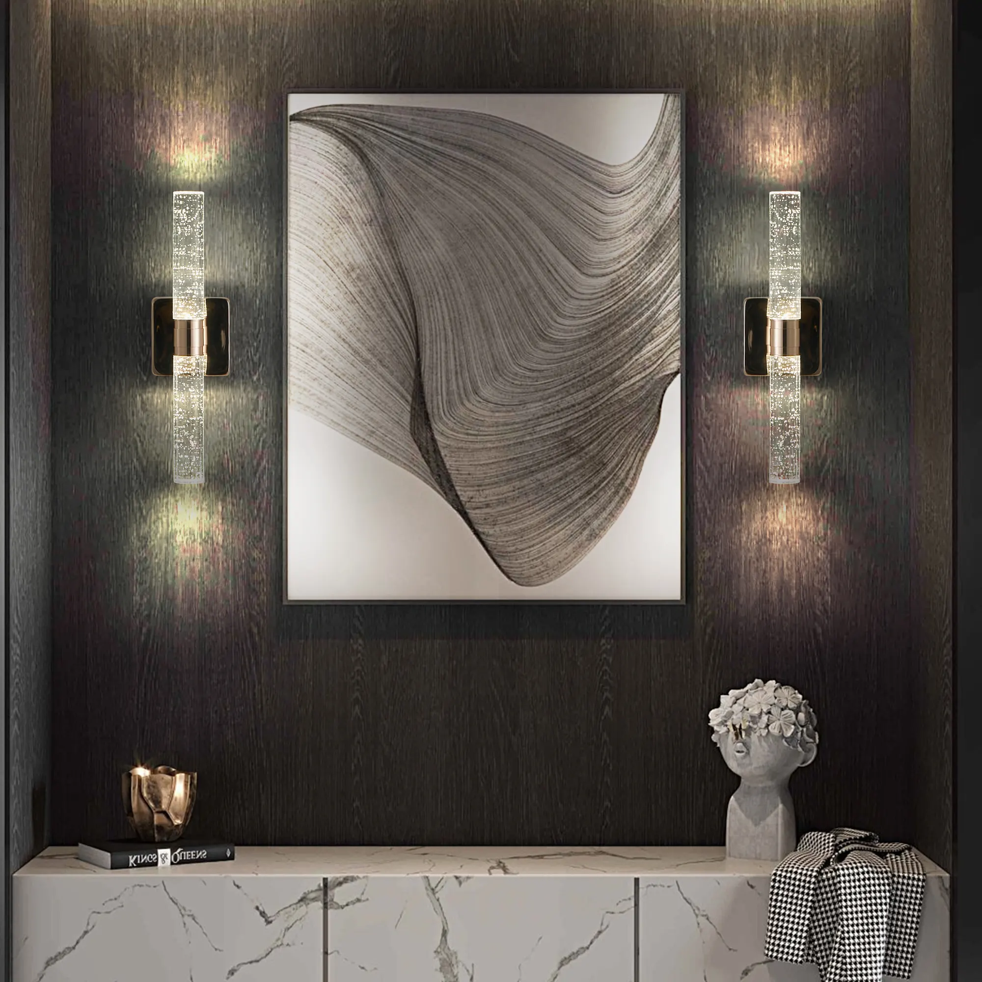 Contemporary Gold Crystal Wall Sconce (2-Pack), image 5 of 8