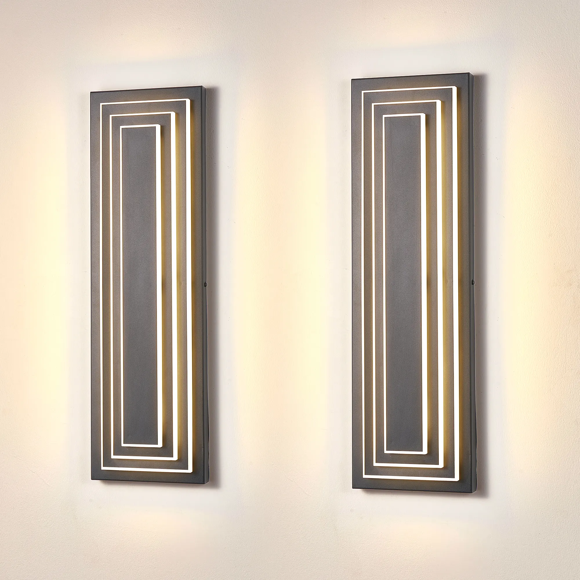 Modern Black Outdoor Wall Light, 23.6 in (2-Pack), image 6 of 9