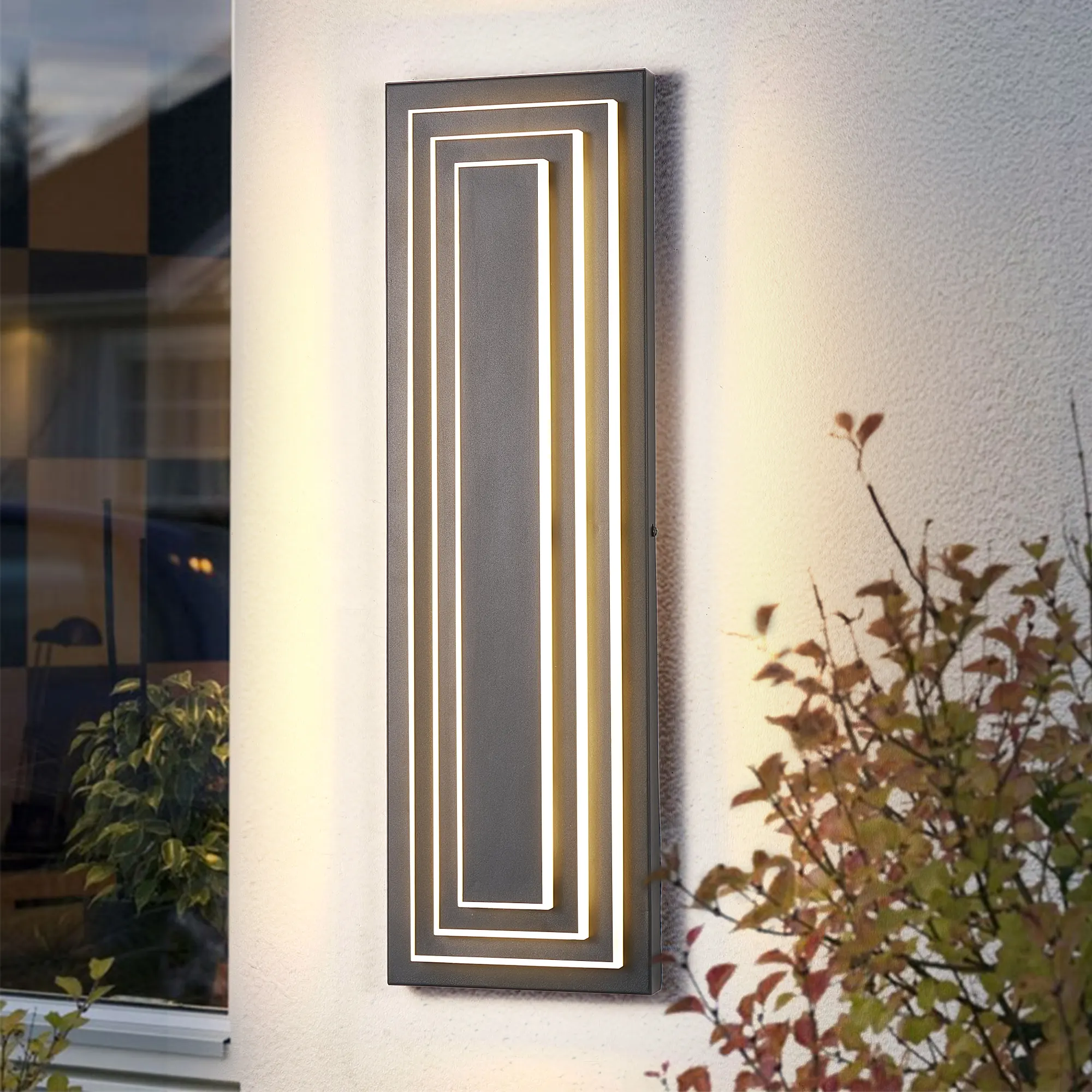 Modern Black Outdoor Wall Light, 23.6 in
