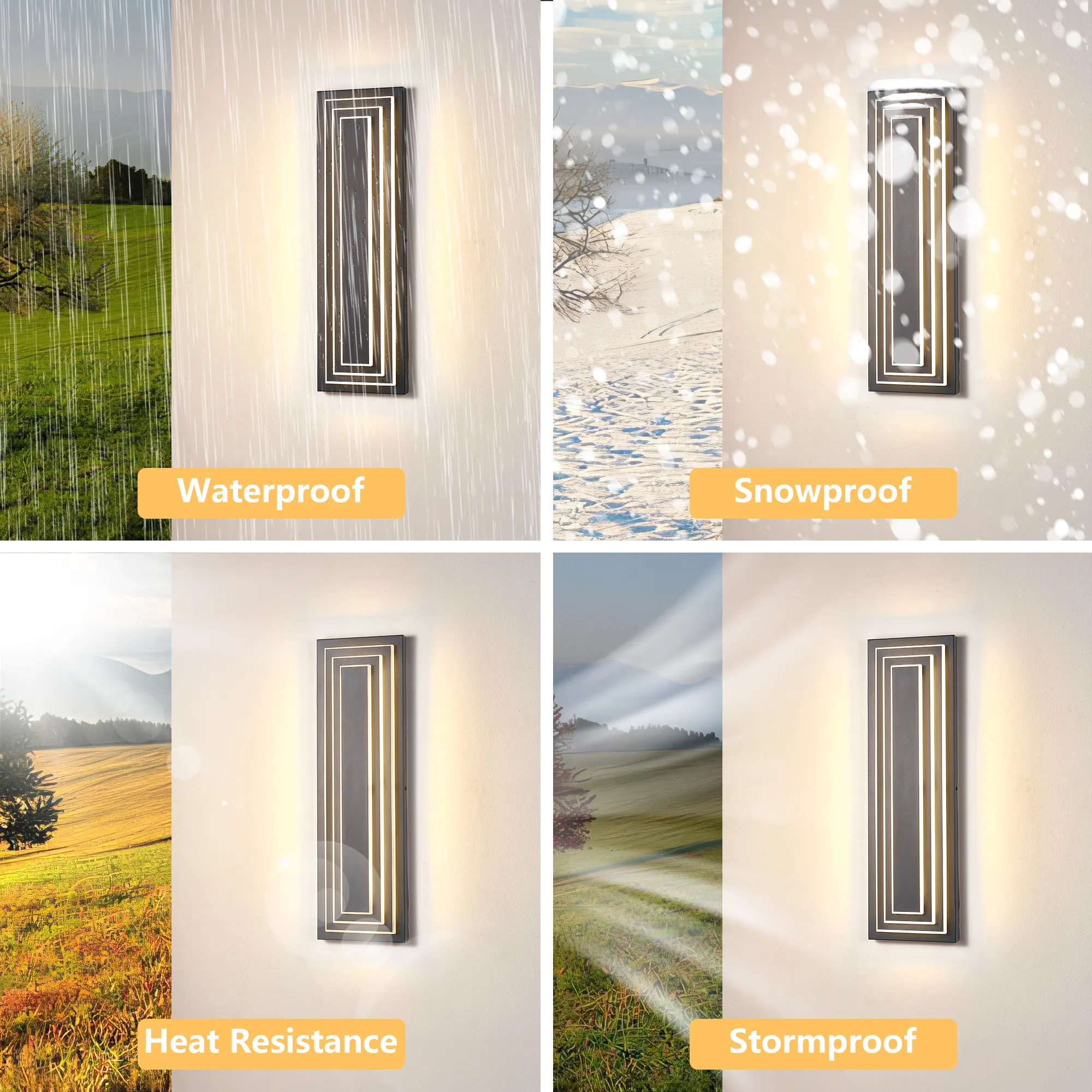 Modern Black Outdoor Wall Light, 23.6 in (2-Pack), image 3 of 9