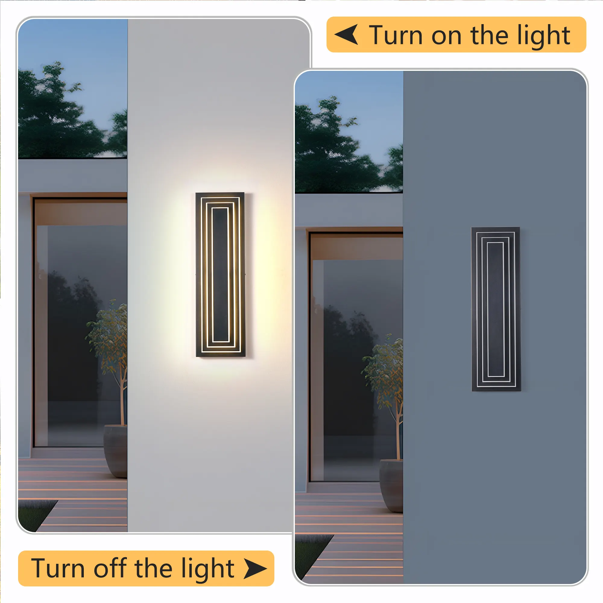 Modern Black Outdoor Wall Light, 23.6 in (2-Pack), image 5 of 9