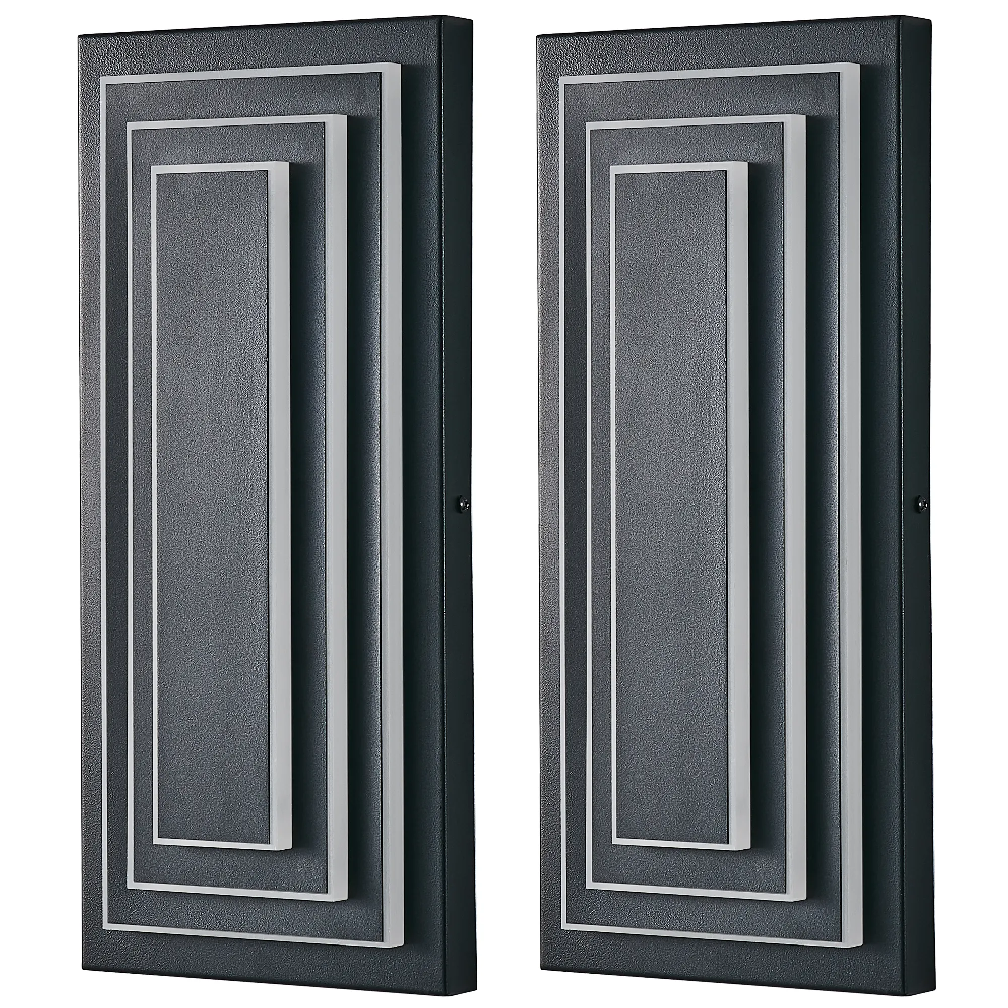 Modern Black Outdoor Wall Light, 15.7 in (2-Pack), image 7 of 8