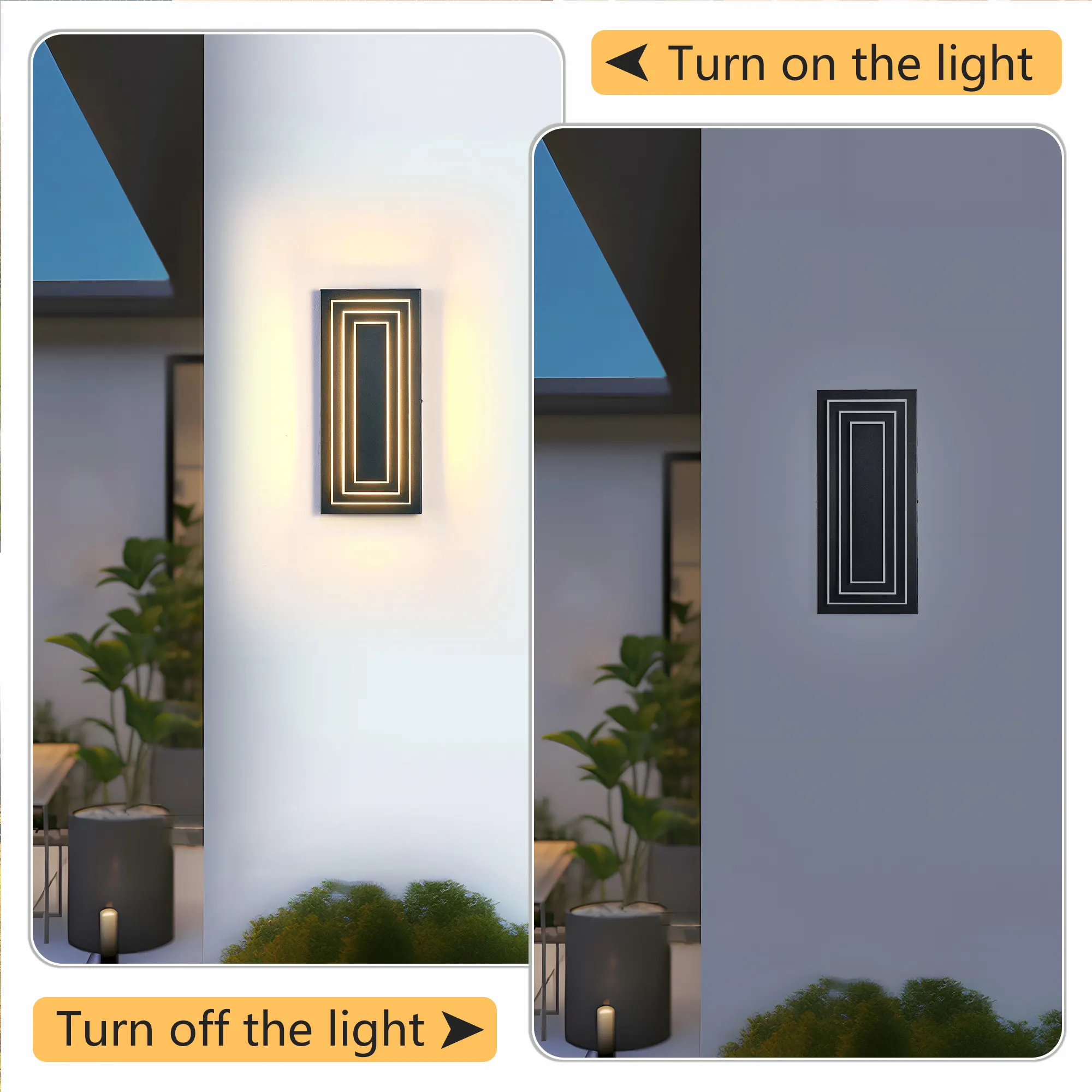 Modern Black Outdoor Wall Light, 15.7 in (2-Pack), image 6 of 8