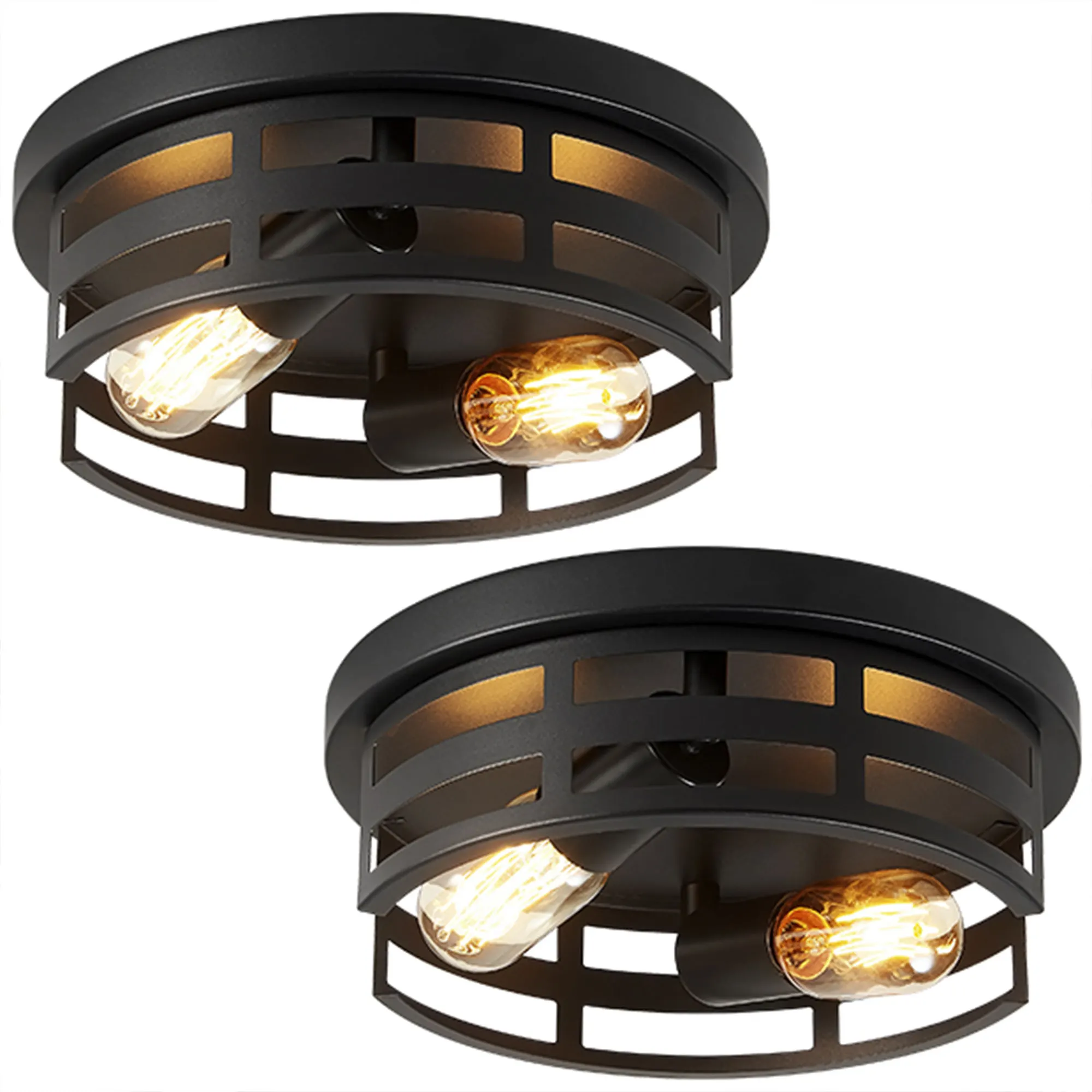 Farmhouse 2-Light Flush Mount Ceiling Light, 11 in (2-Pack), image 7 of 8