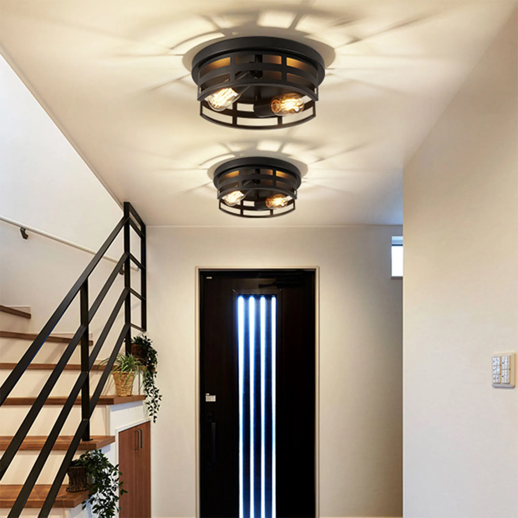 Farmhouse 2-Light Flush Mount Ceiling Light, 11 in (2-Pack), image 2 of 8
