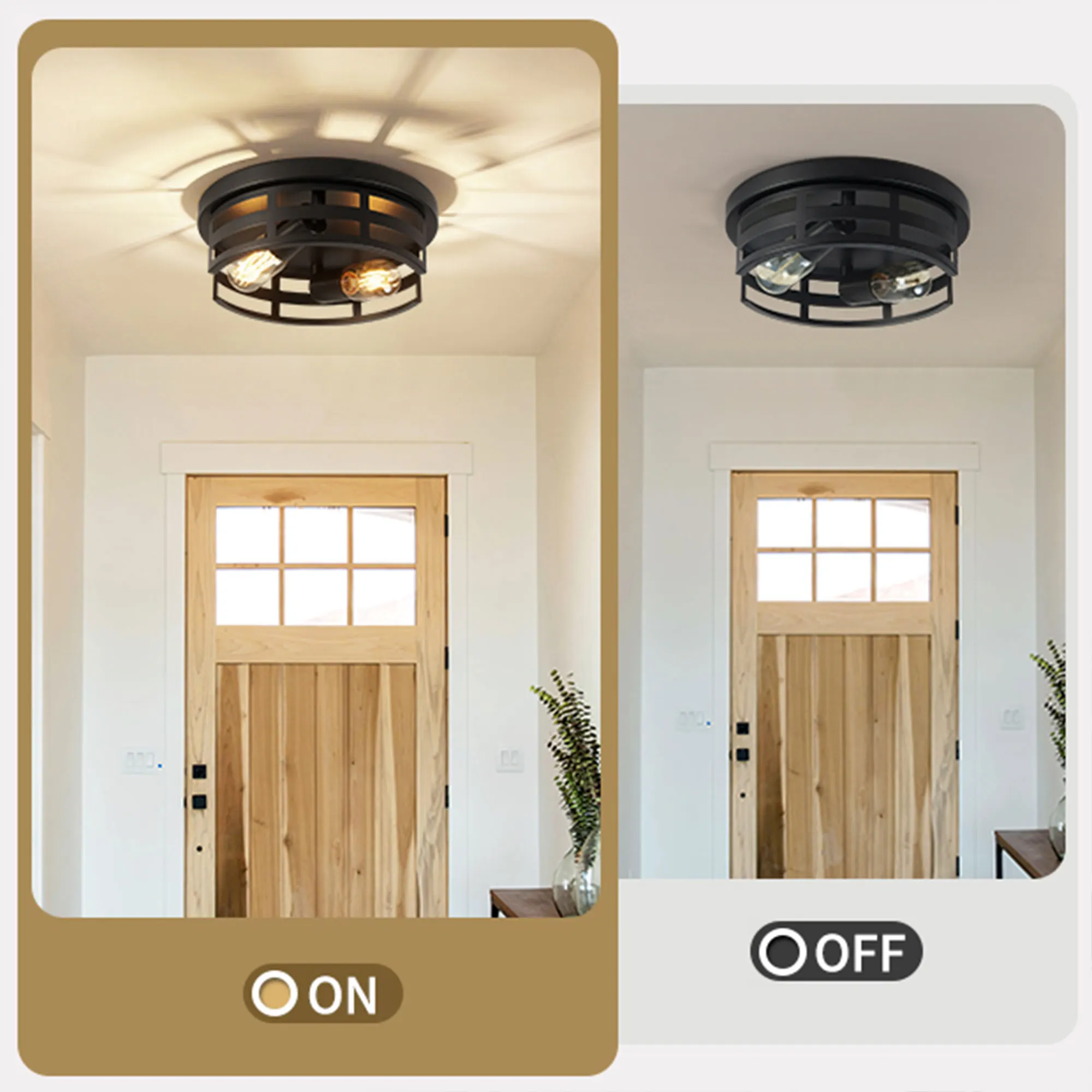 Farmhouse 2-Light Flush Mount Ceiling Light, 11 in (2-Pack), image 3 of 8
