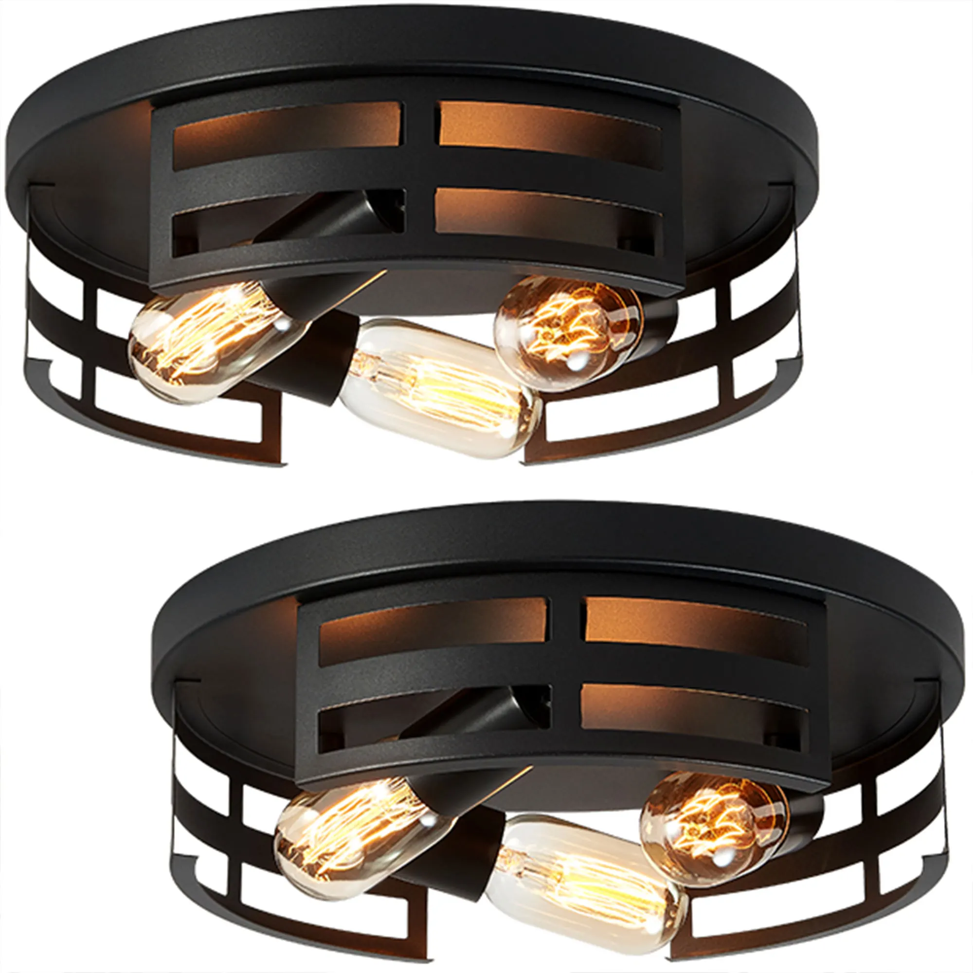 Farmhouse 3-Light Flush Mount Ceiling Light, 13 in (2-Pack), image 7 of 8