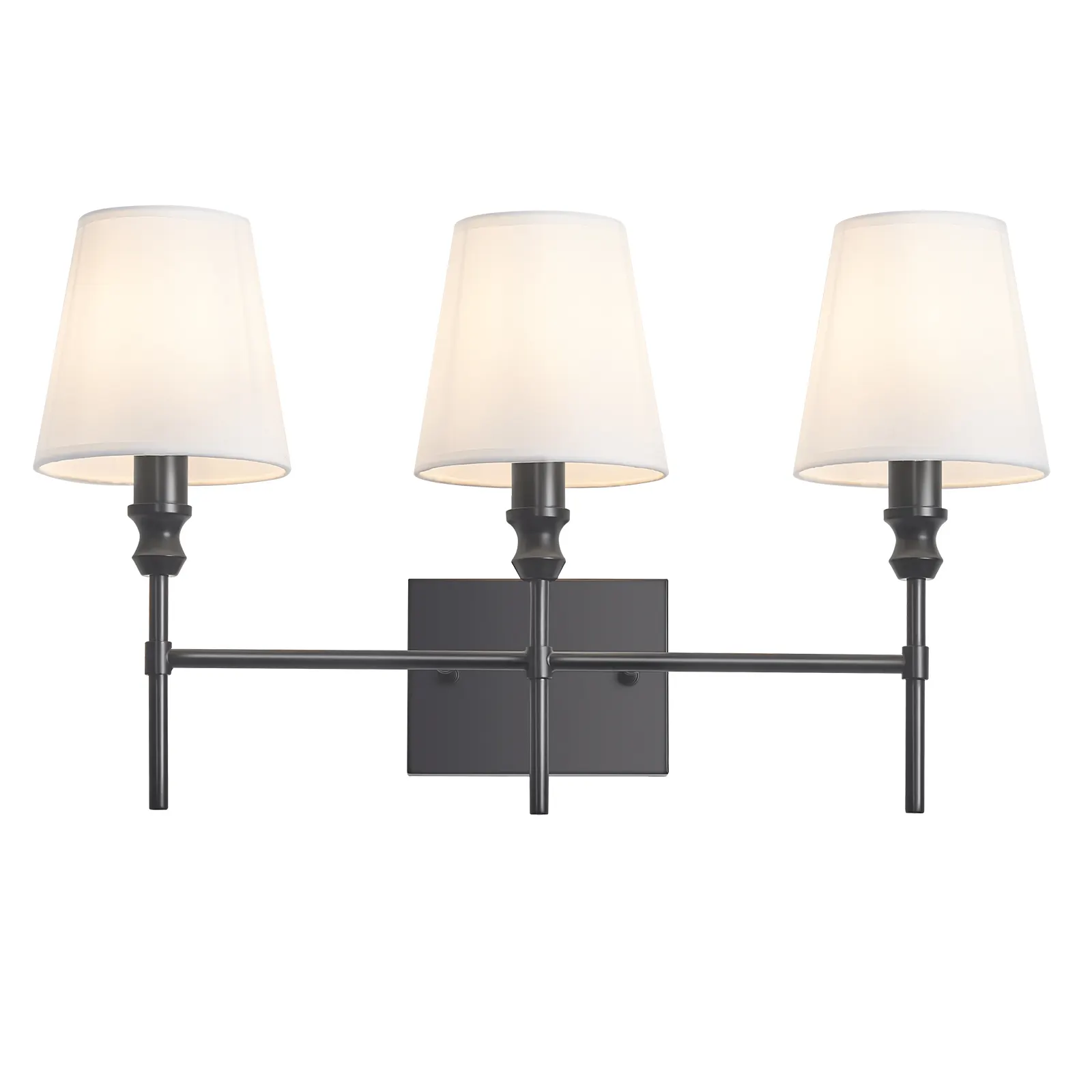 Vintage Black 3-Light Fabric Vanity Light, image 6 of 7