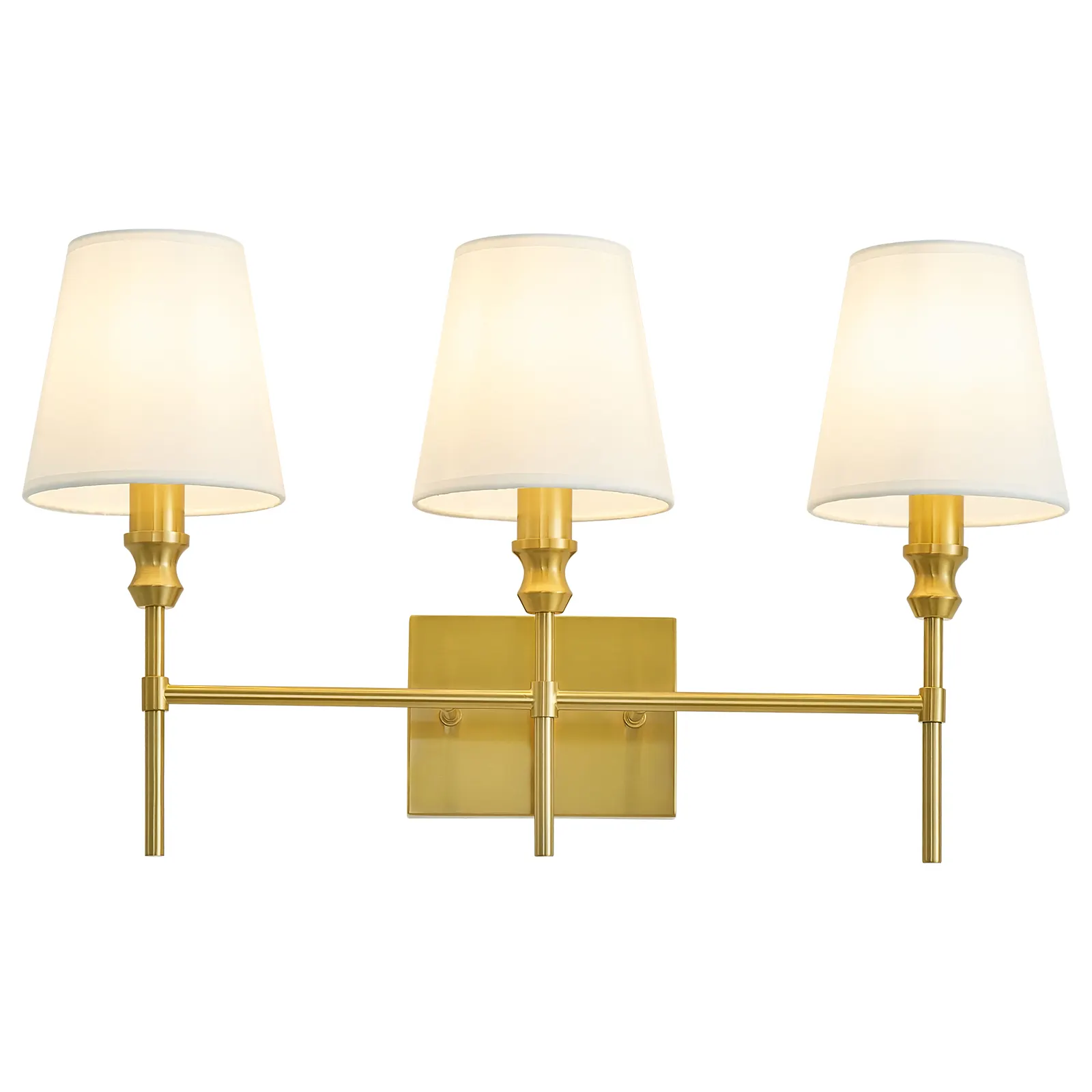 Vintage Gold 3-Light Fabric Vanity Light, image 6 of 7