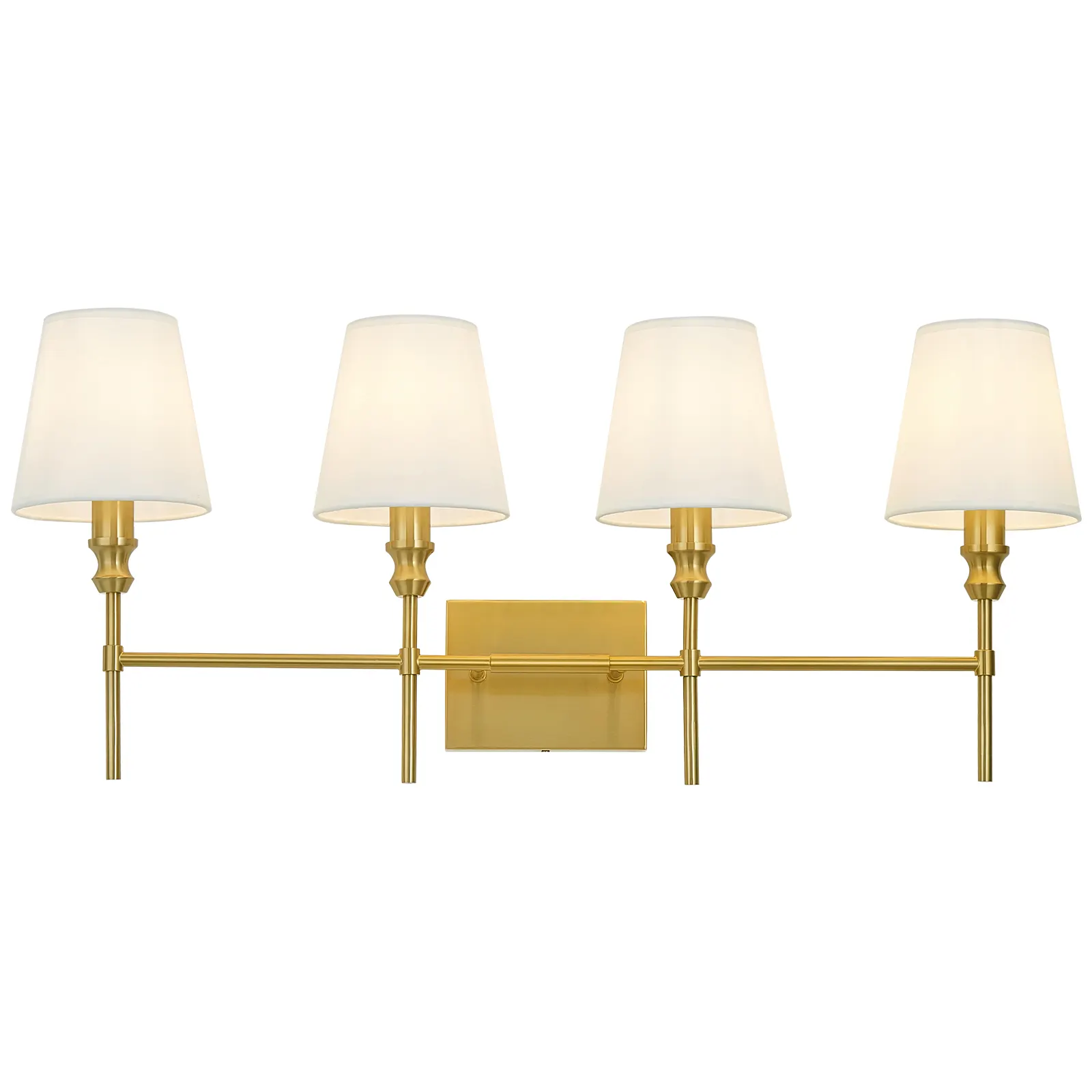 Vintage Gold 4-Light Fabric Vanity Light, image 6 of 7