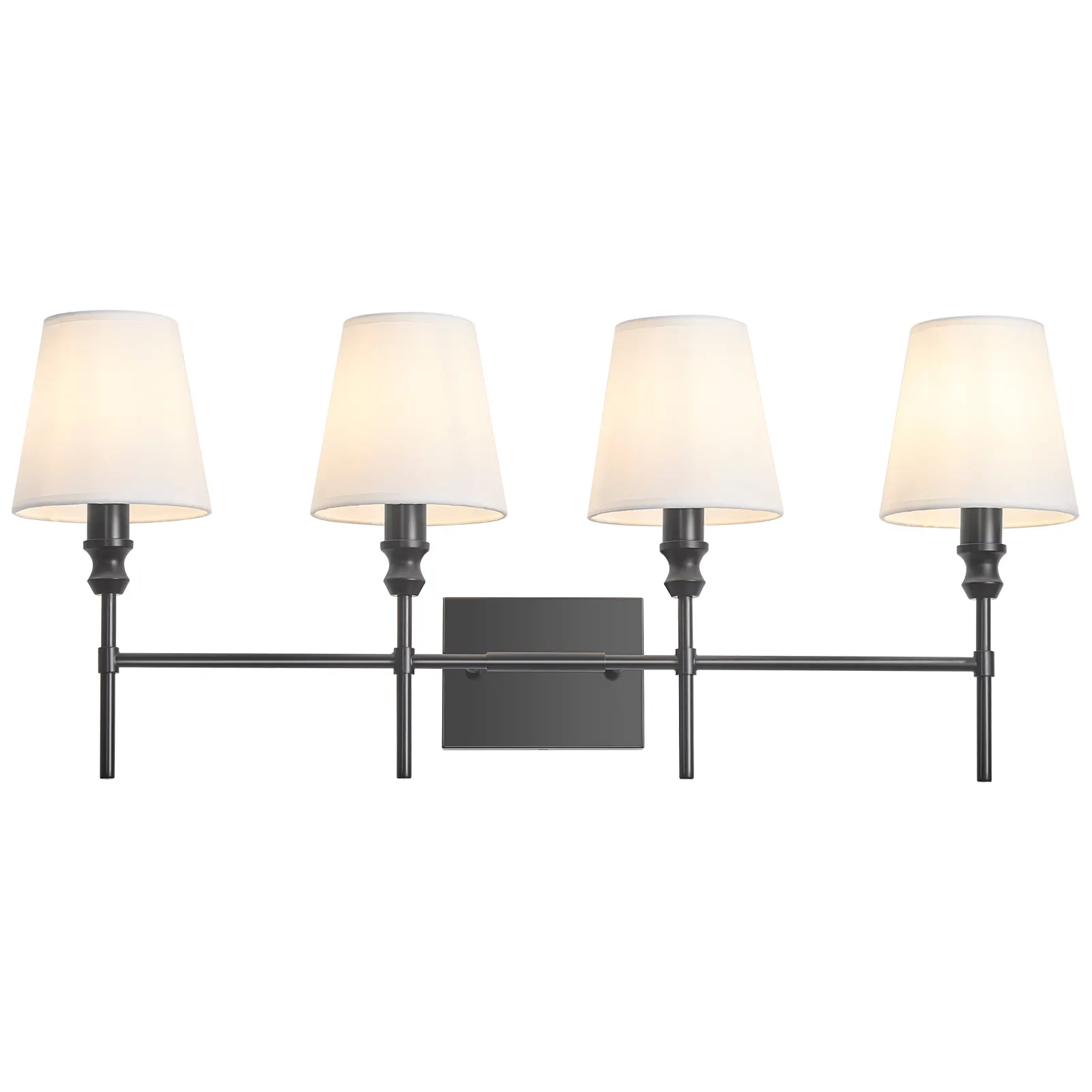Vintage Black 4-Light Fabric Vanity Light, image 6 of 7