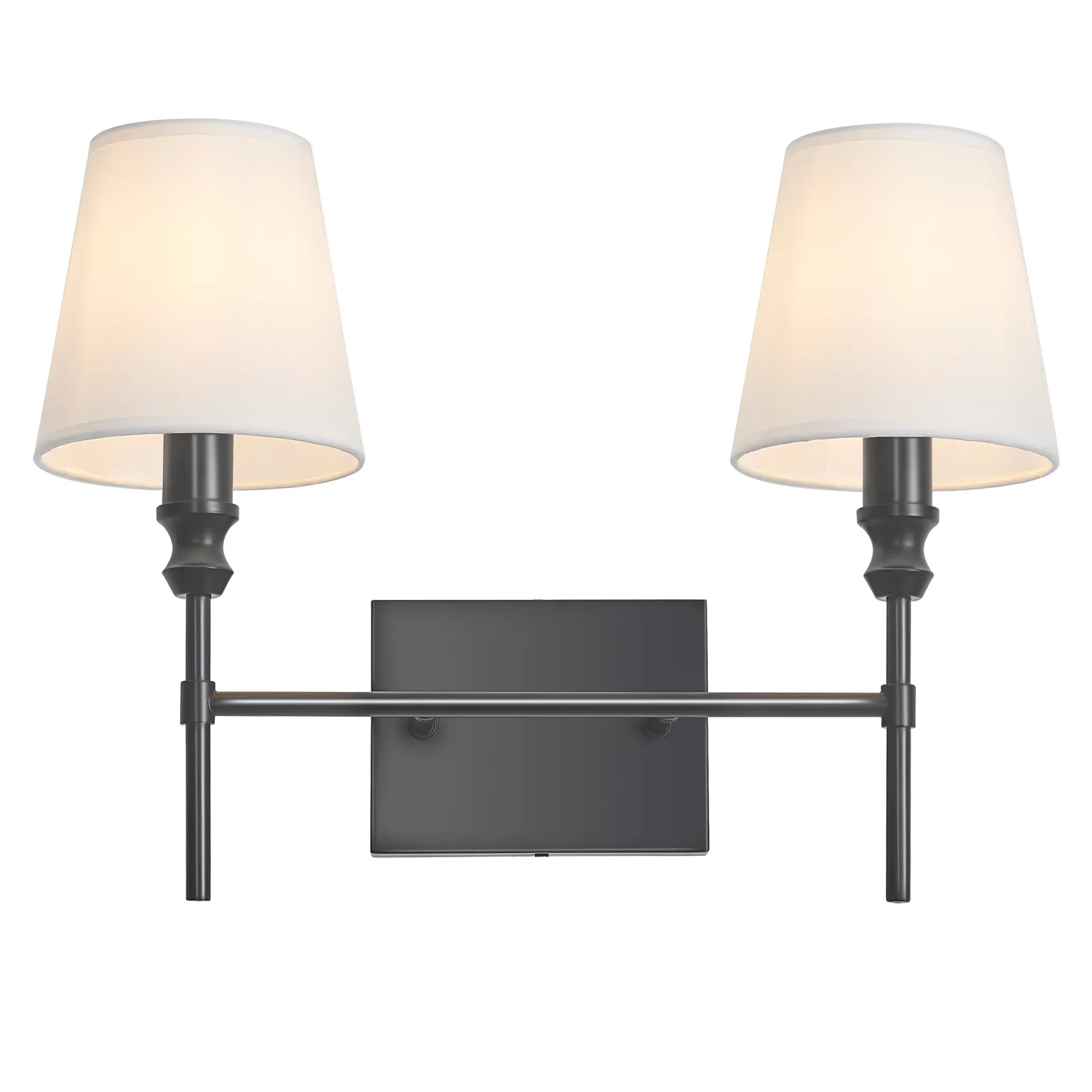 Vintage Black 2-Light Fabric Vanity Light, image 6 of 7