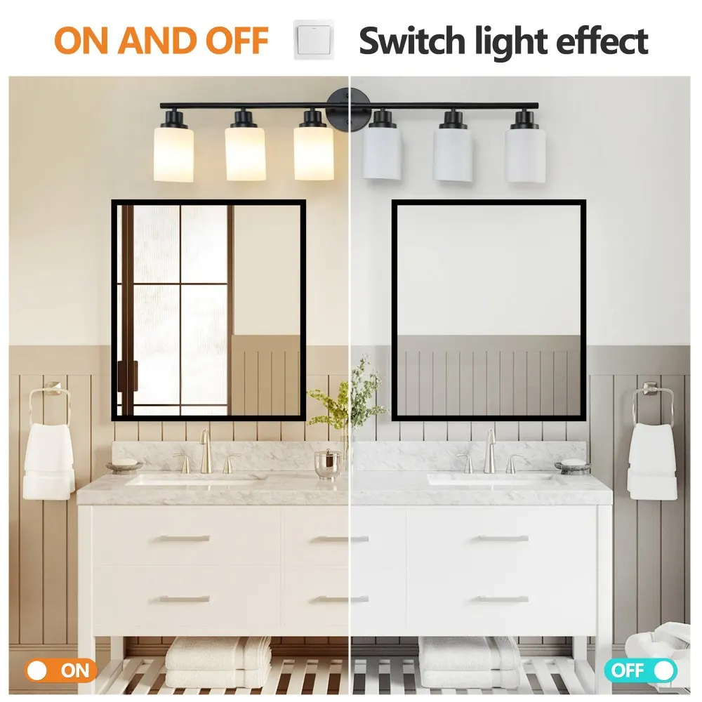 Modern Black 6-Light Frosted Glass Vanity Light, 39 in, image 4 of 5