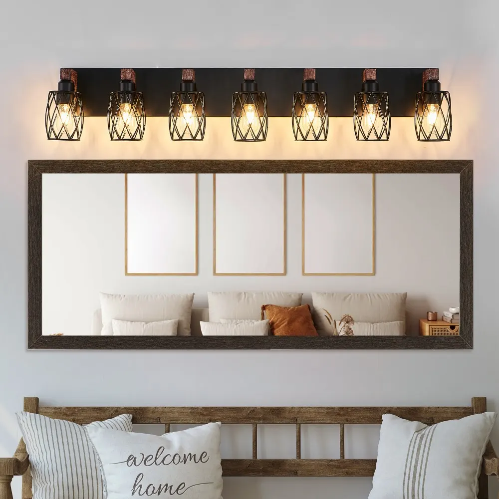 Industrial Black 7-Light Vanity Light, 44 in