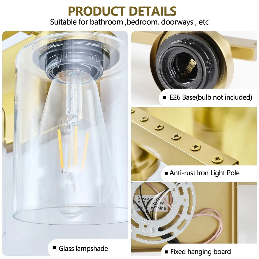 Modern Gold 10-Light Clear Glass Vanity Light, 52 in, image 4 of 5