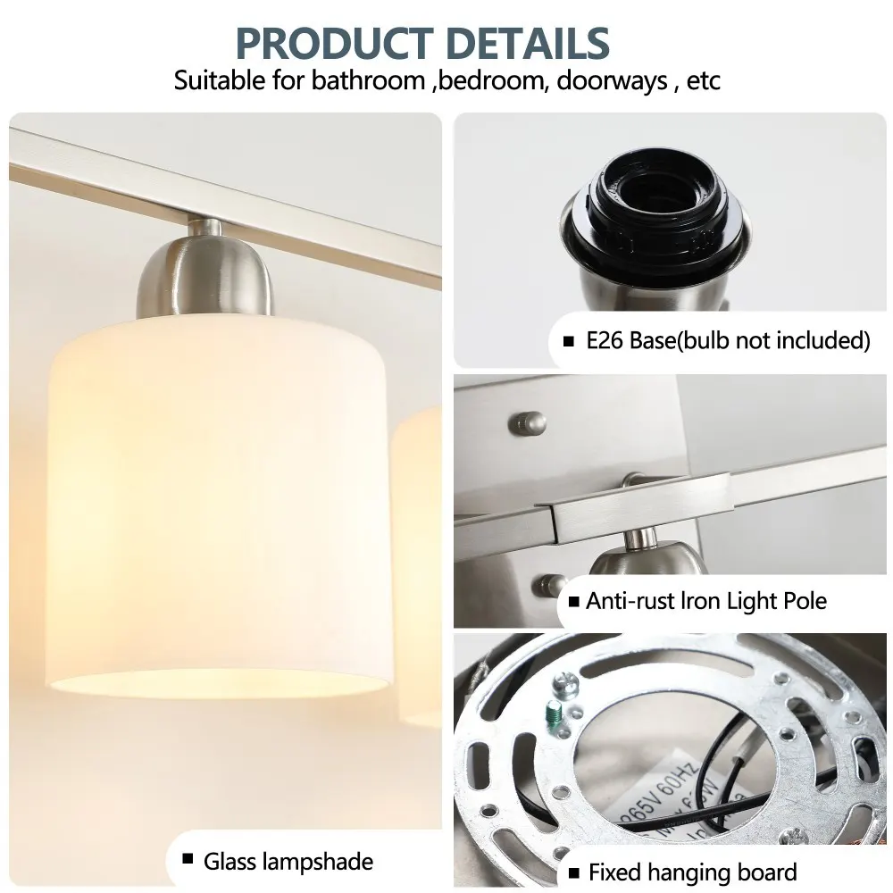 Modern Nickel 10-Light Glass Vanity Light, 65 in, image 2 of 5