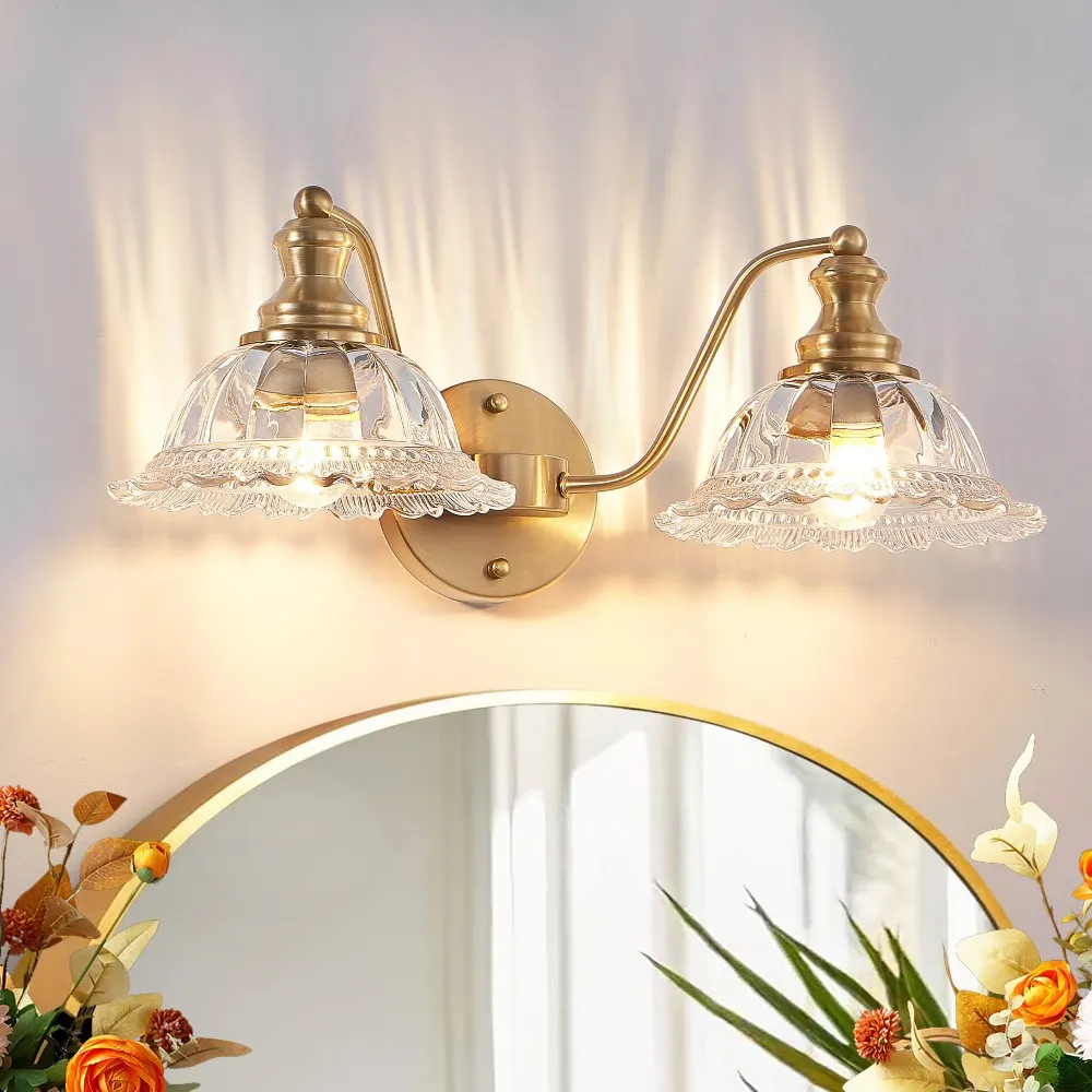 Vintage 2-Light Clear Glass Vanity Light, 20 in