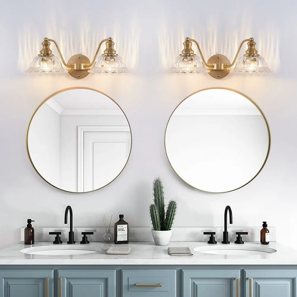 Vintage 2-Light Clear Glass Vanity Light, 20 in, image 2 of 5